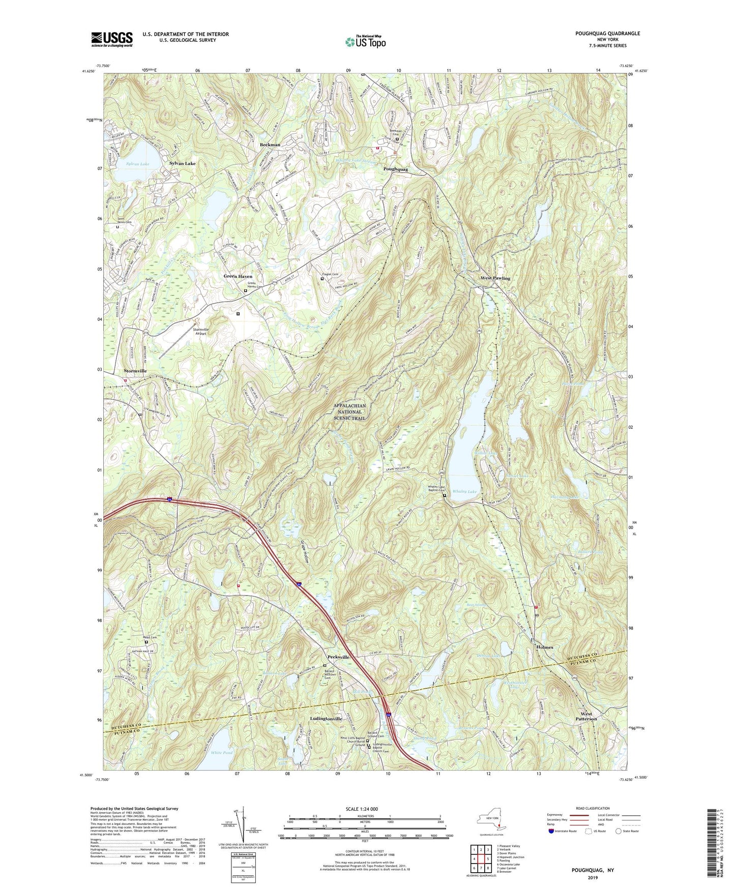 Poughquag New York US Topo Map Image