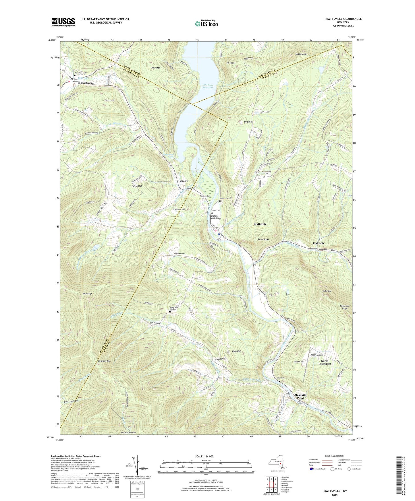 Prattsville New York US Topo Map Image
