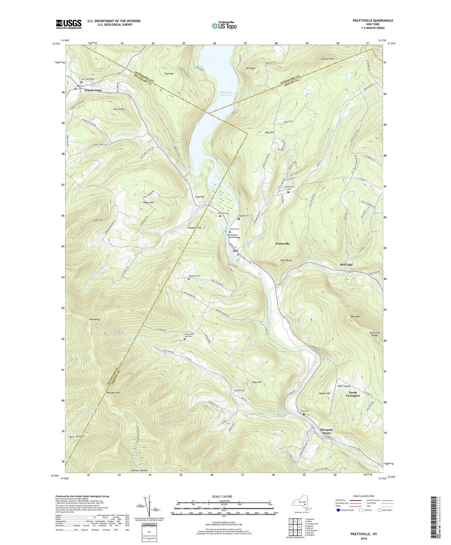 Prattsville New York US Topo Map Image