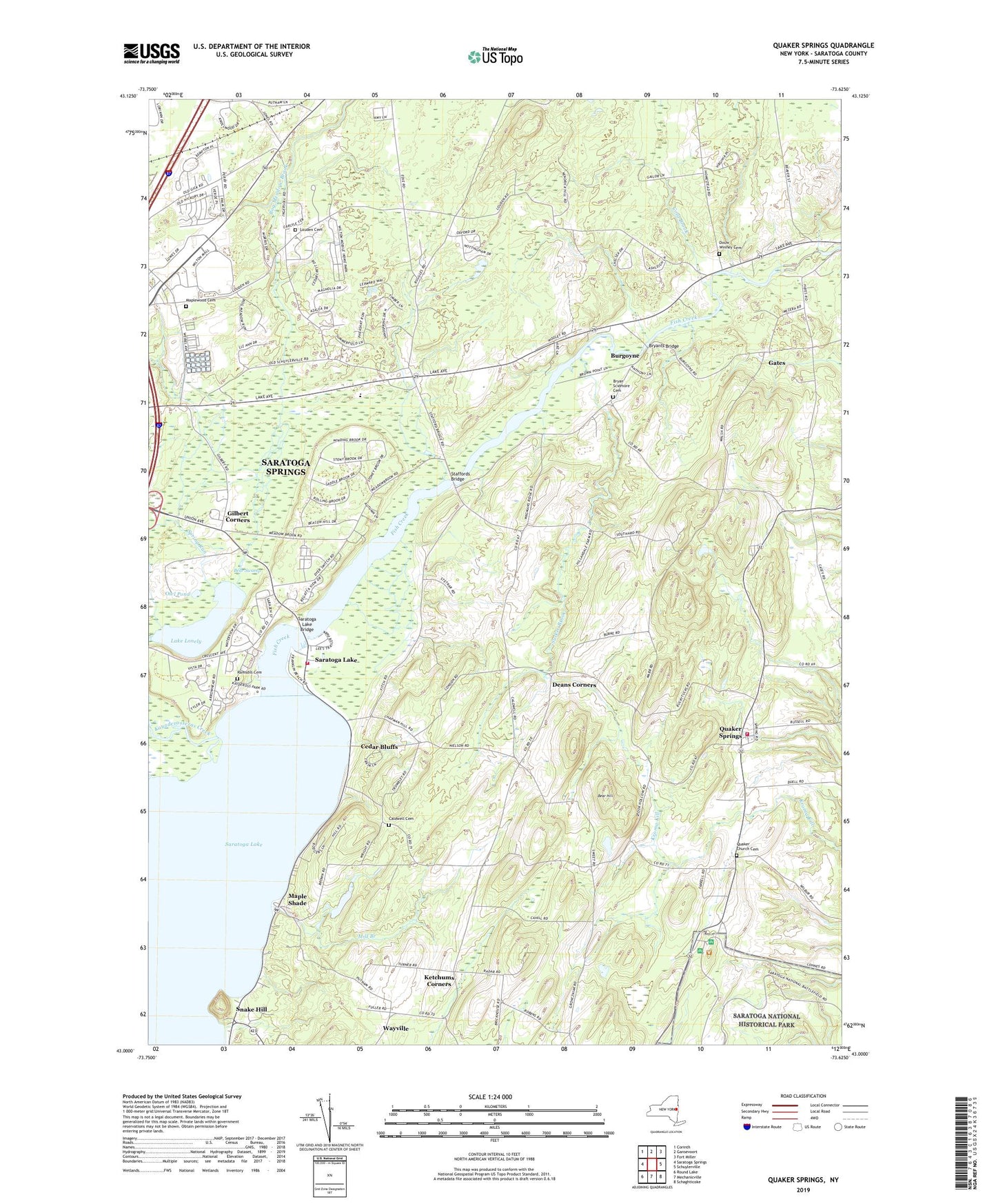 Quaker Springs New York US Topo Map Image