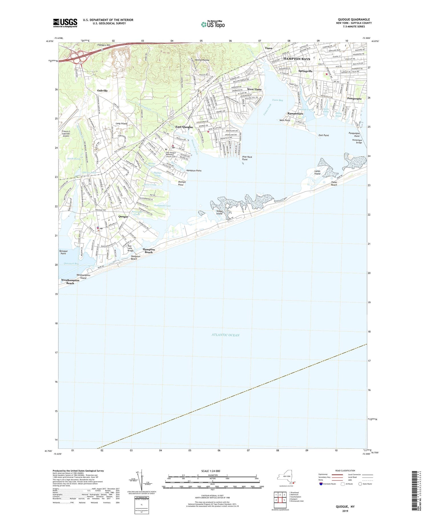 Quogue New York US Topo Map Image