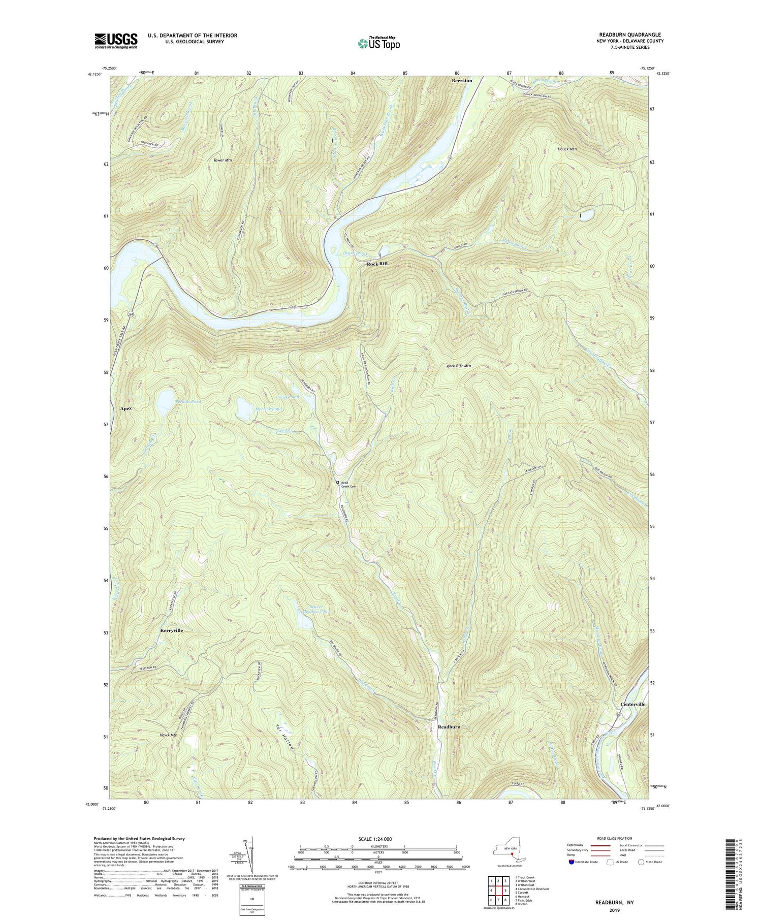 Readburn New York US Topo Map Image