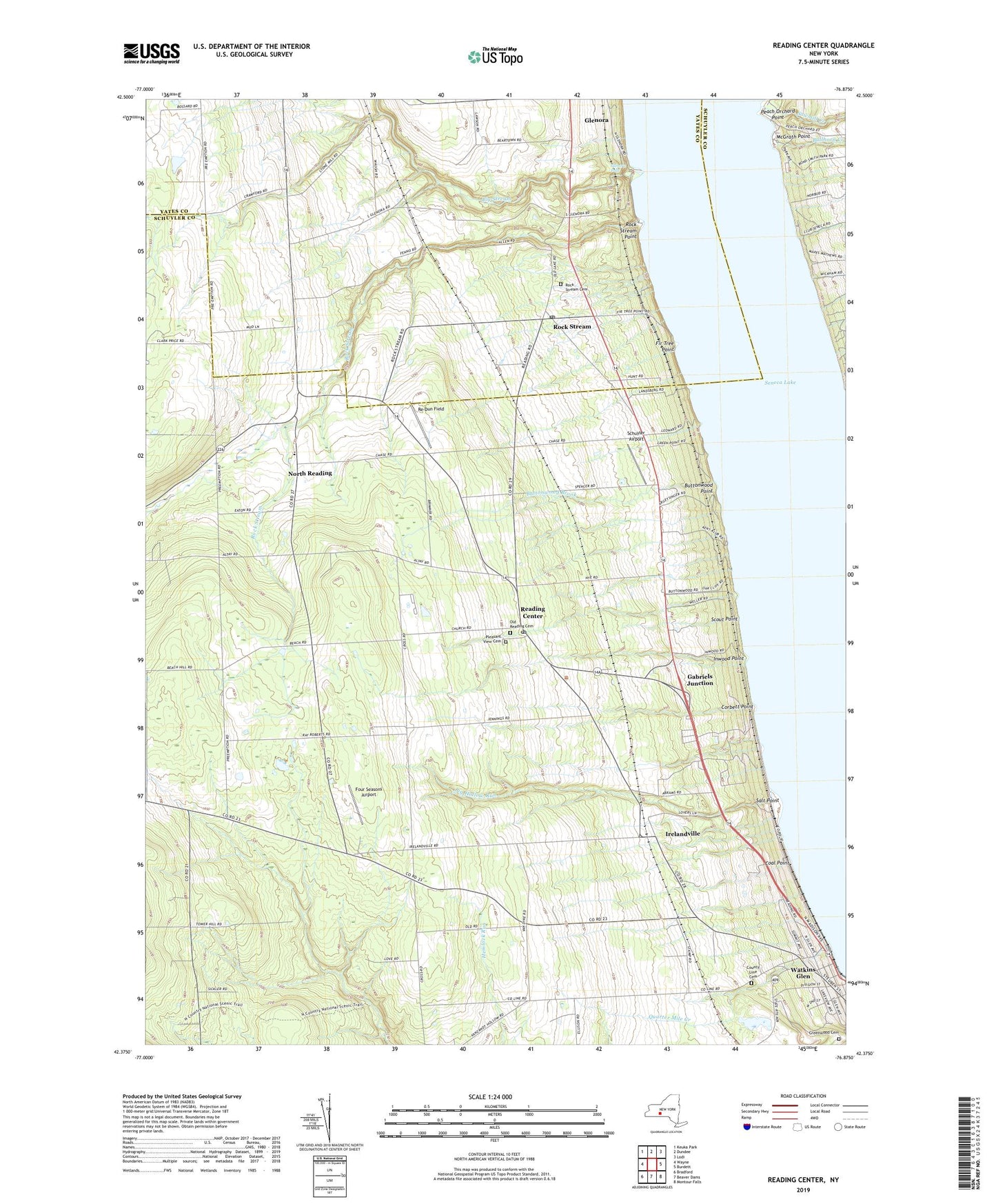 Reading Center New York US Topo Map Image