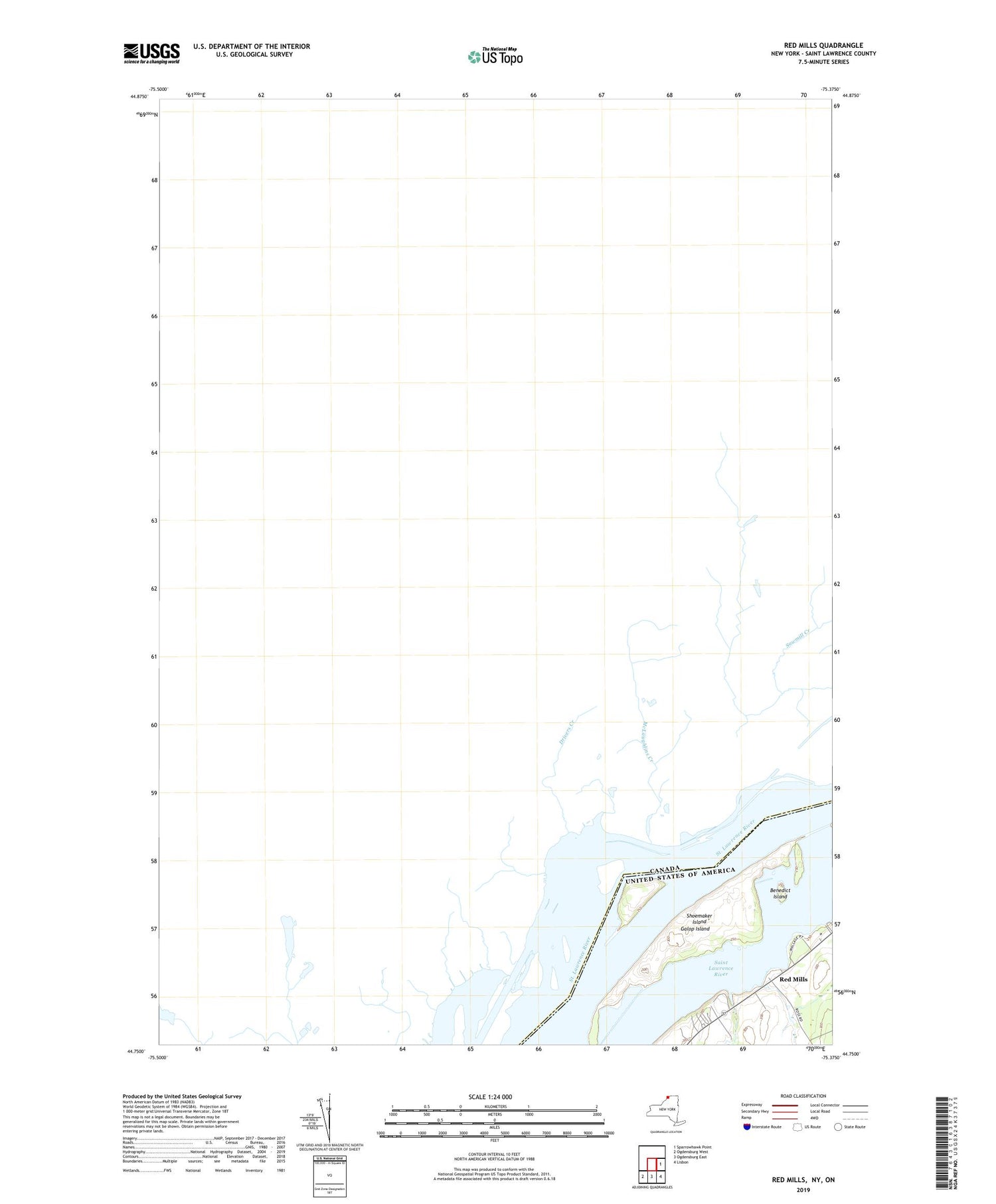 Red Mills New York US Topo Map Image