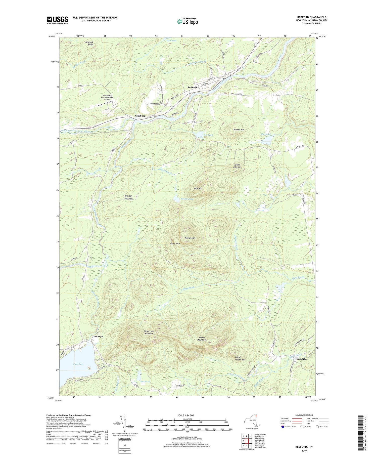 Redford New York US Topo Map Image