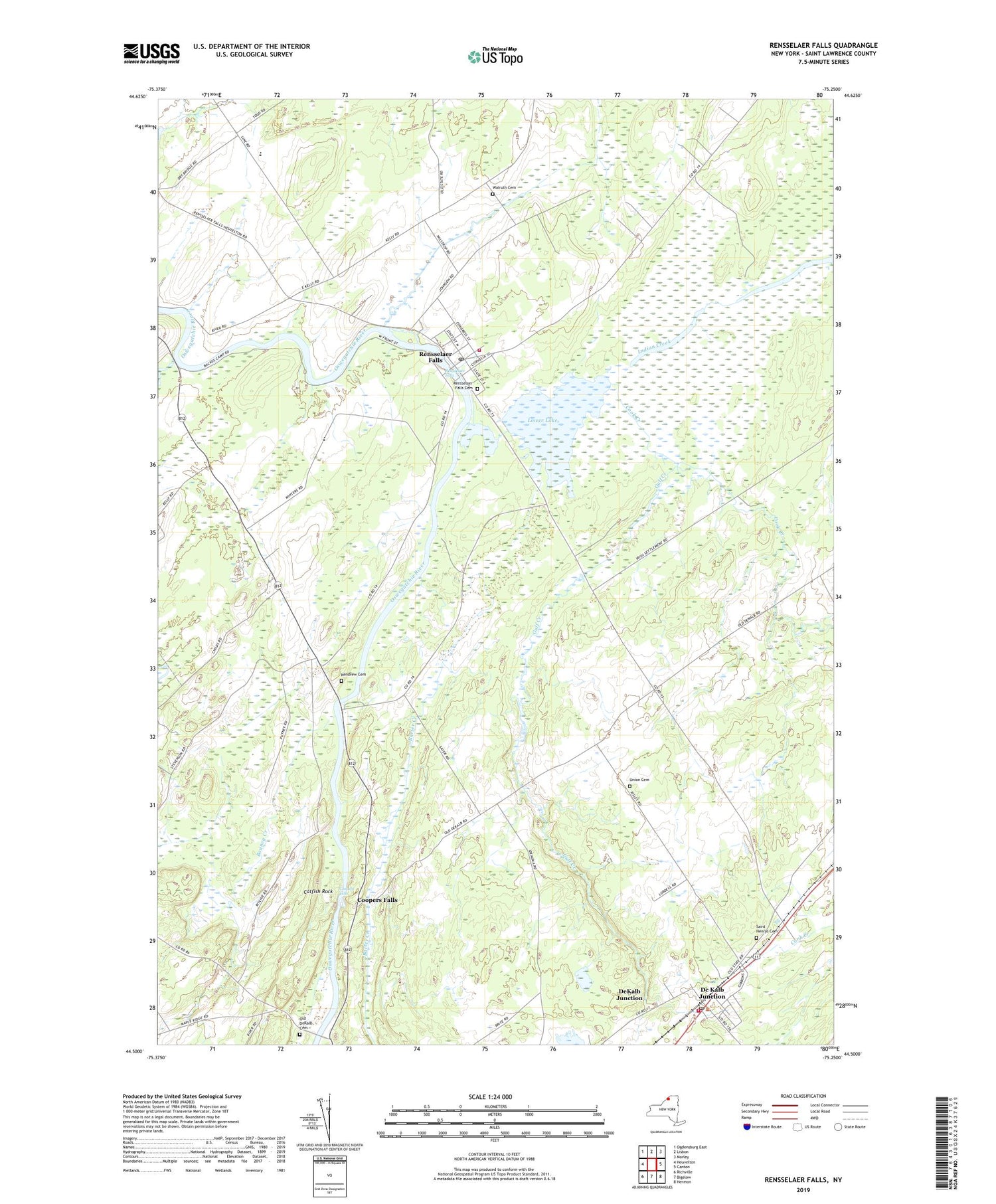 Rensselaer Falls New York US Topo Map Image