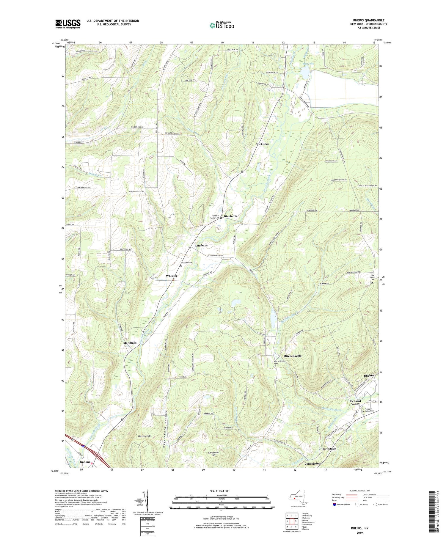 Rheims New York US Topo Map Image