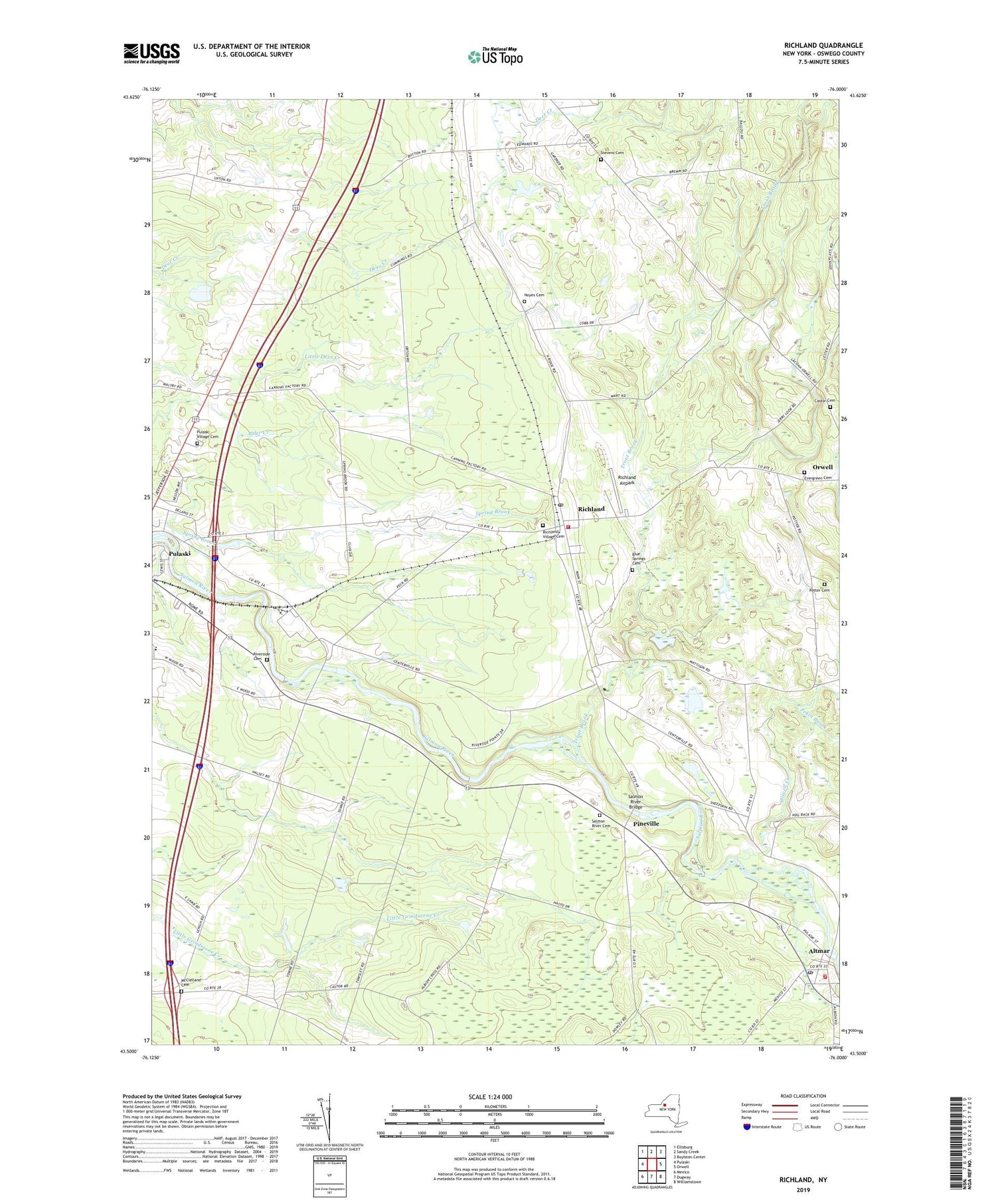 Richland New York US Topo Map Image