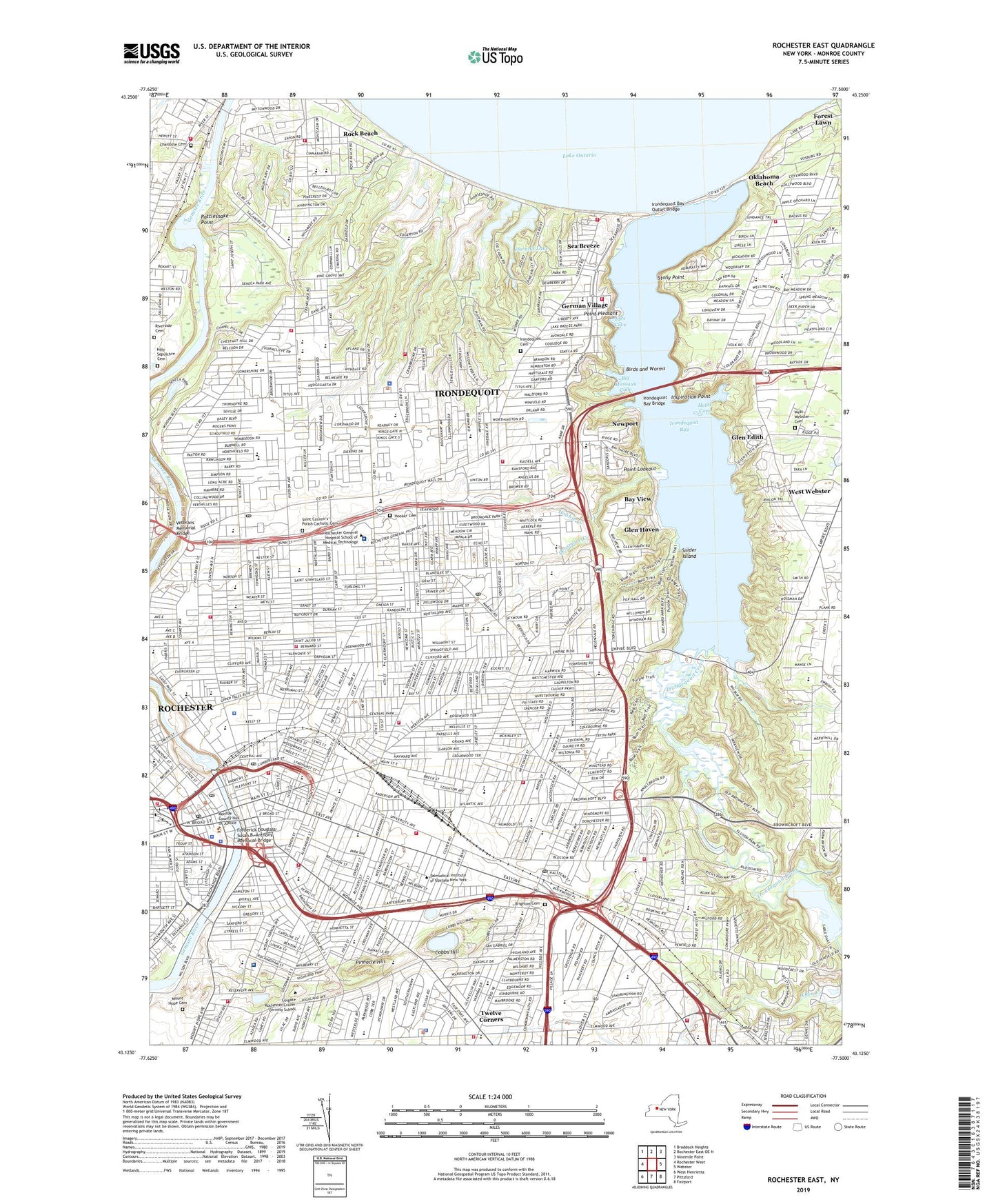Rochester East New York US Topo Map Image