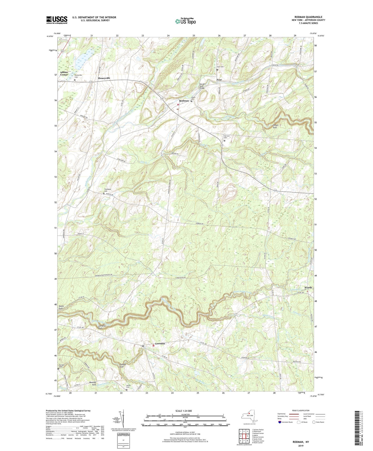 Rodman New York US Topo Map Image