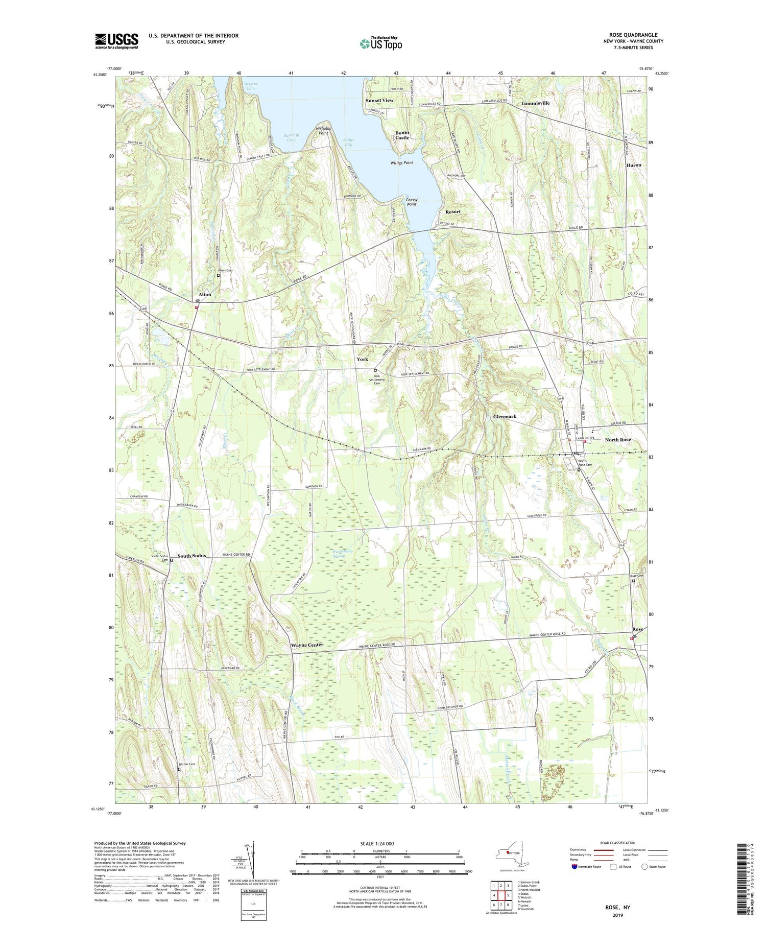 Rose New York US Topo Map Image