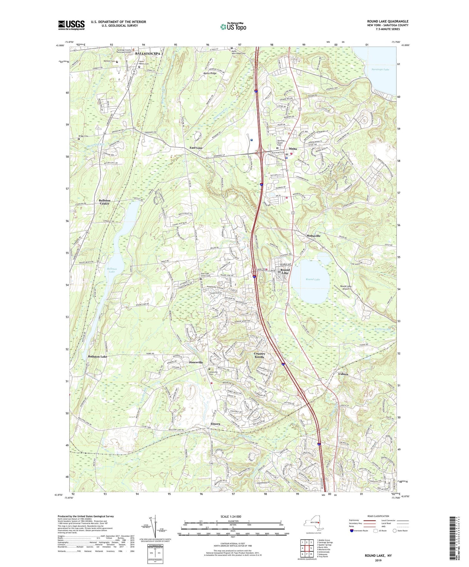 Round Lake New York US Topo Map Image