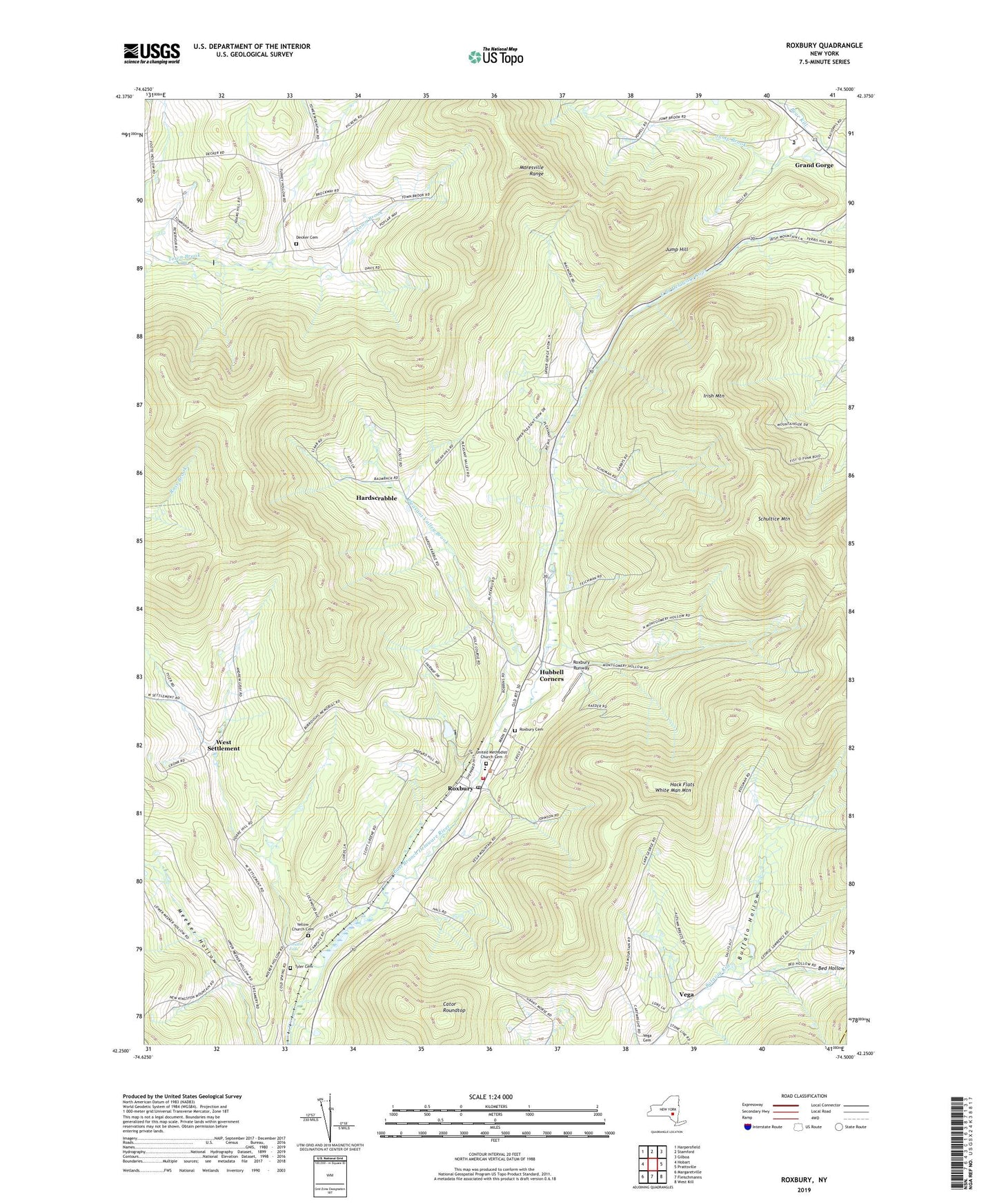 Roxbury New York US Topo Map Image