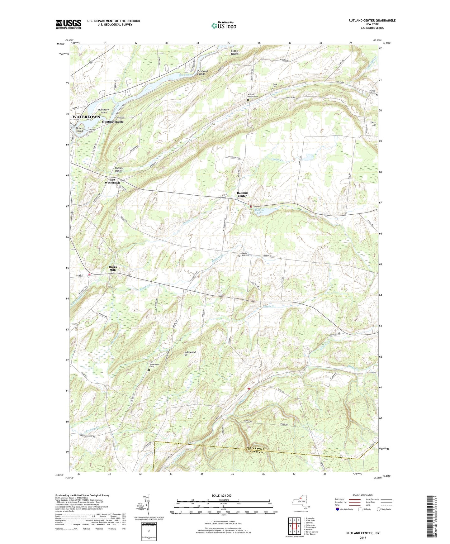 Rutland Center New York US Topo Map Image