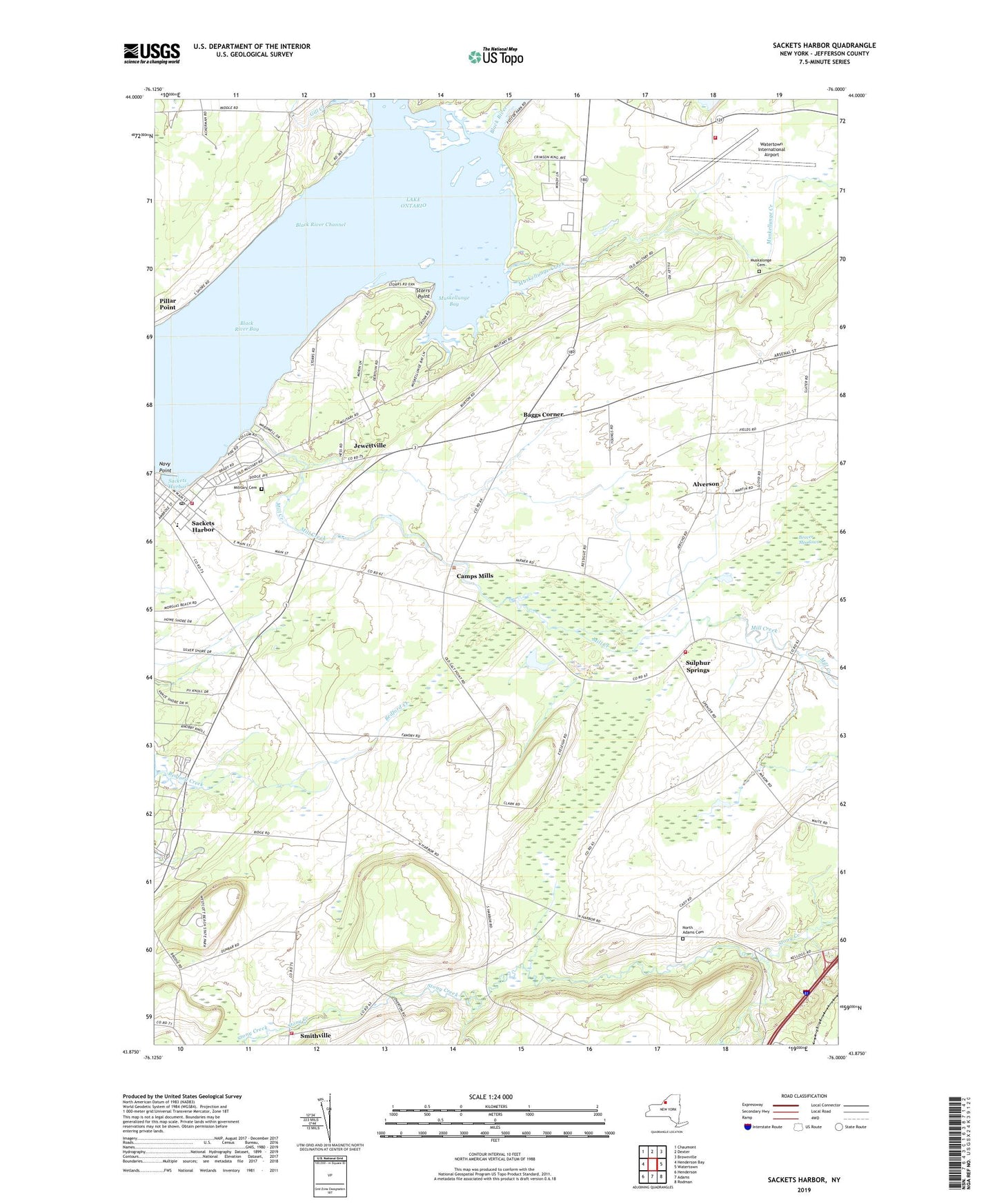 Sackets Harbor New York US Topo Map Image