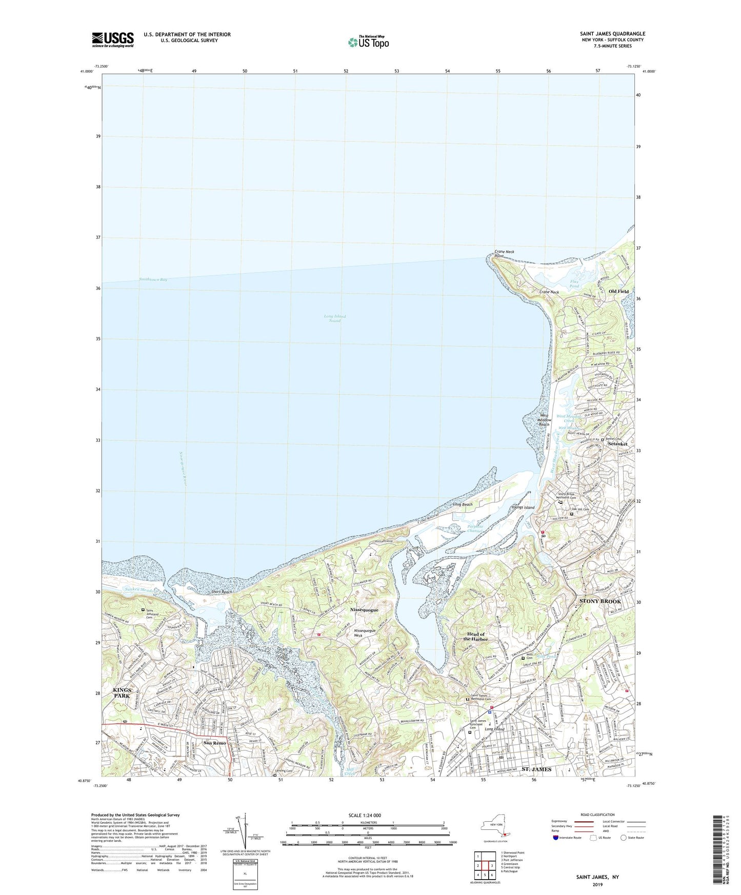 Saint James New York US Topo Map Image
