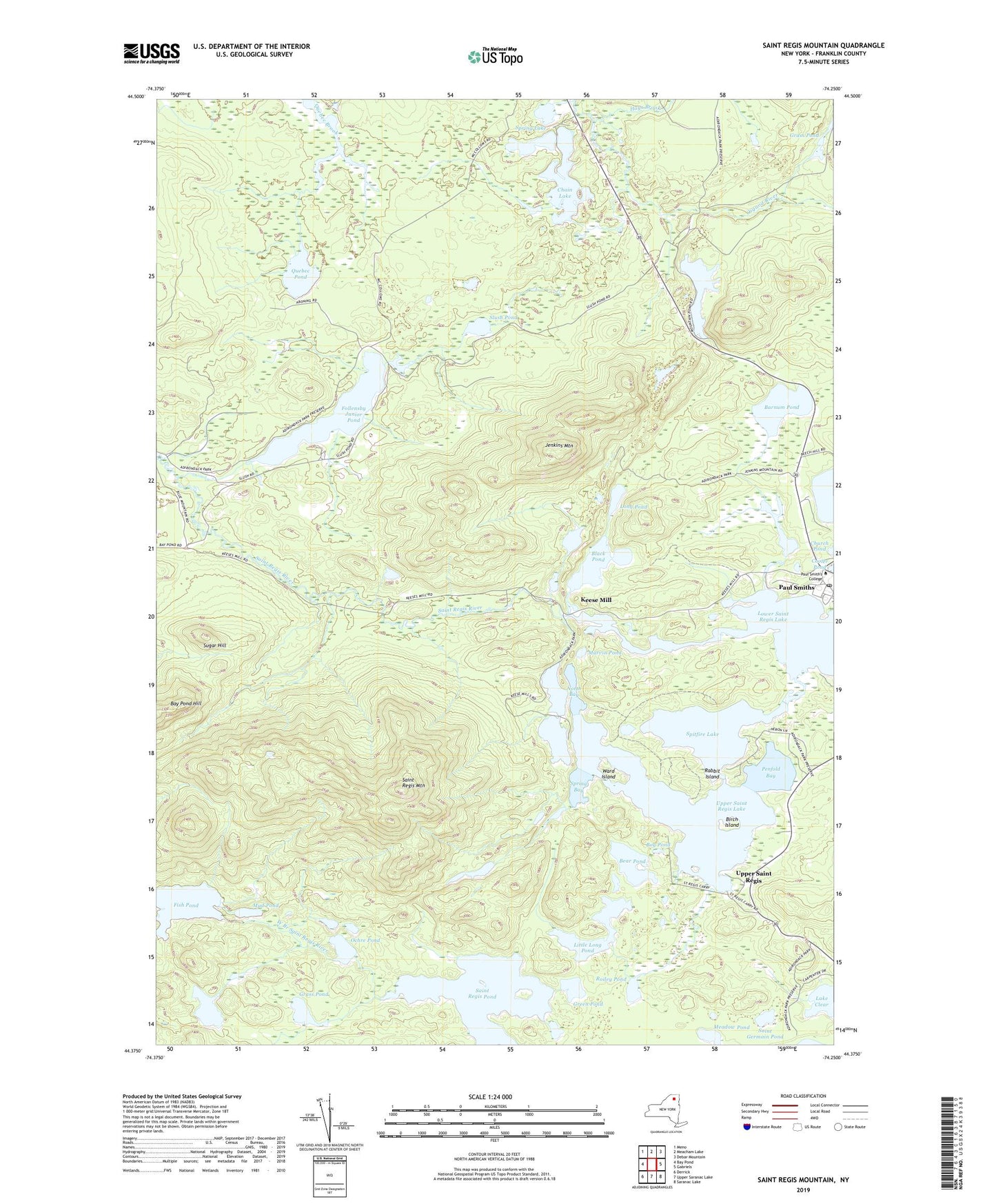 Saint Regis Mountain New York US Topo Map Image