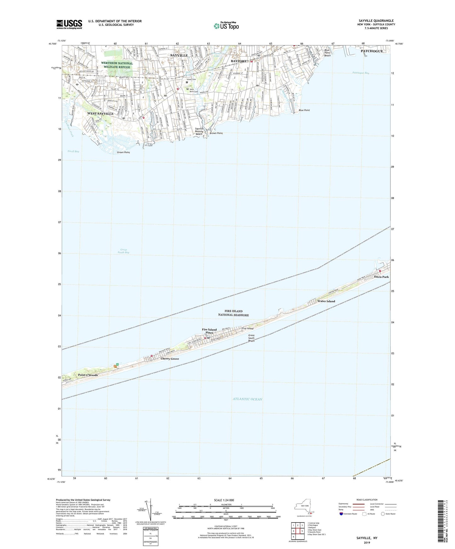 Sayville New York US Topo Map Image