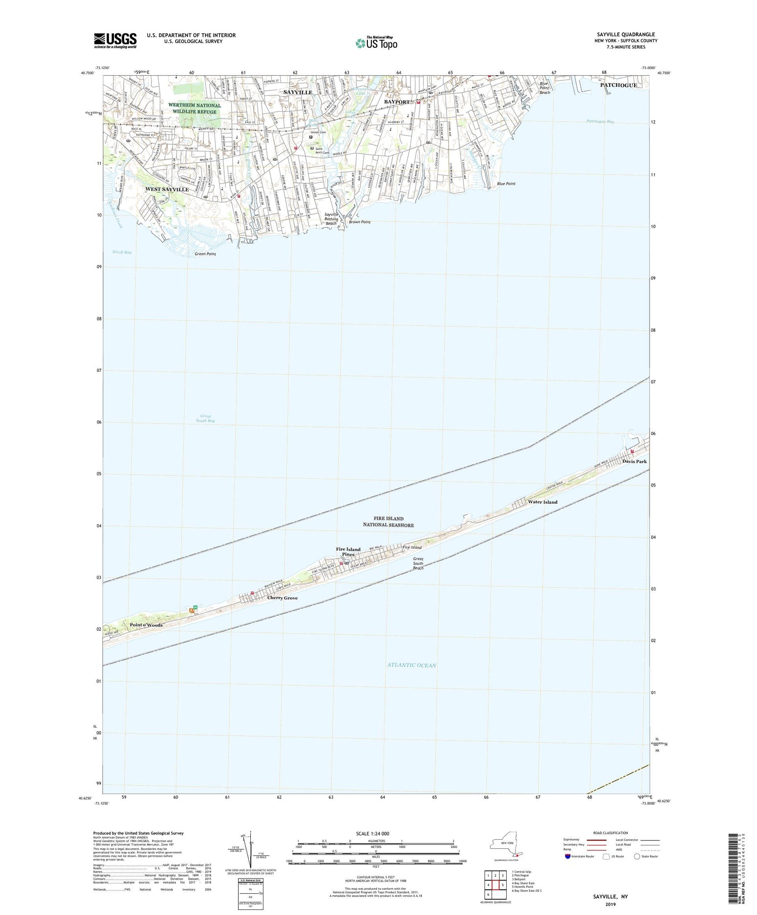 Sayville New York US Topo Map Image