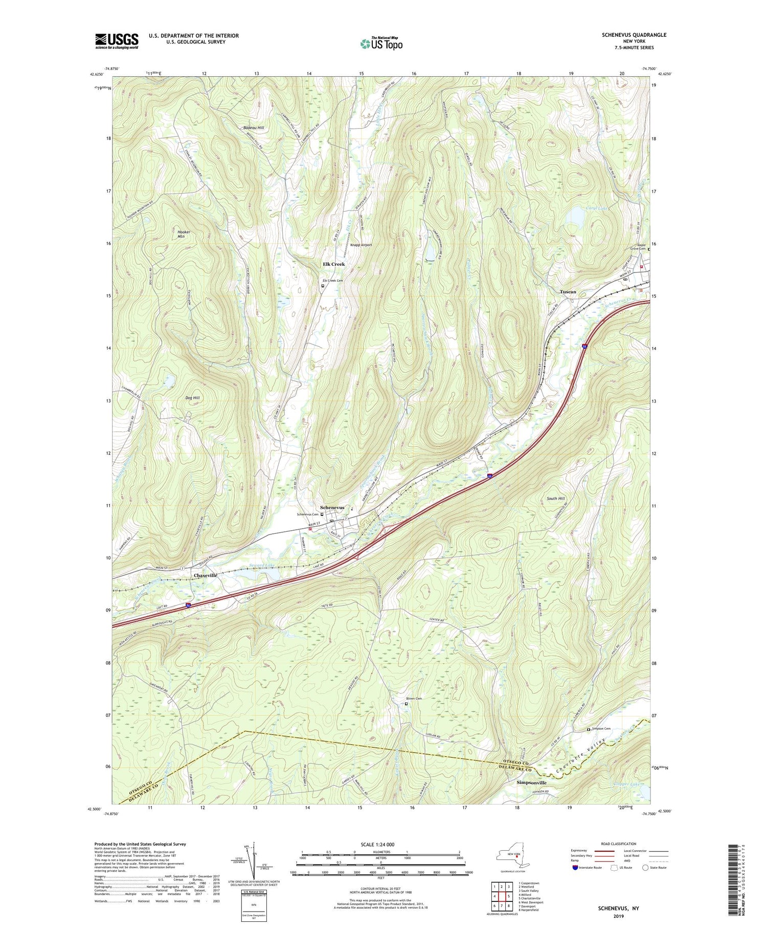 Schenevus New York US Topo Map Image