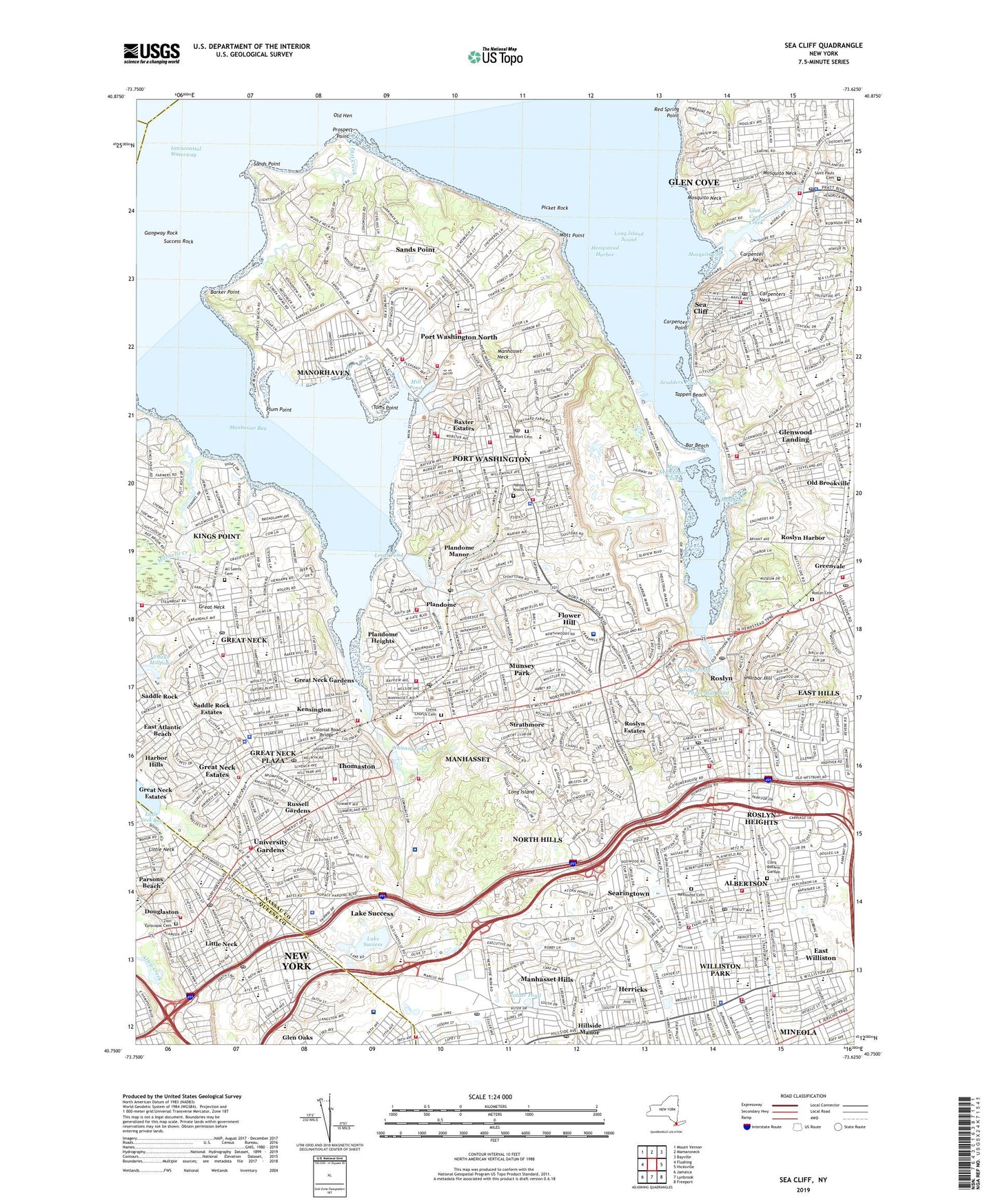 Sea Cliff New York US Topo Map Image