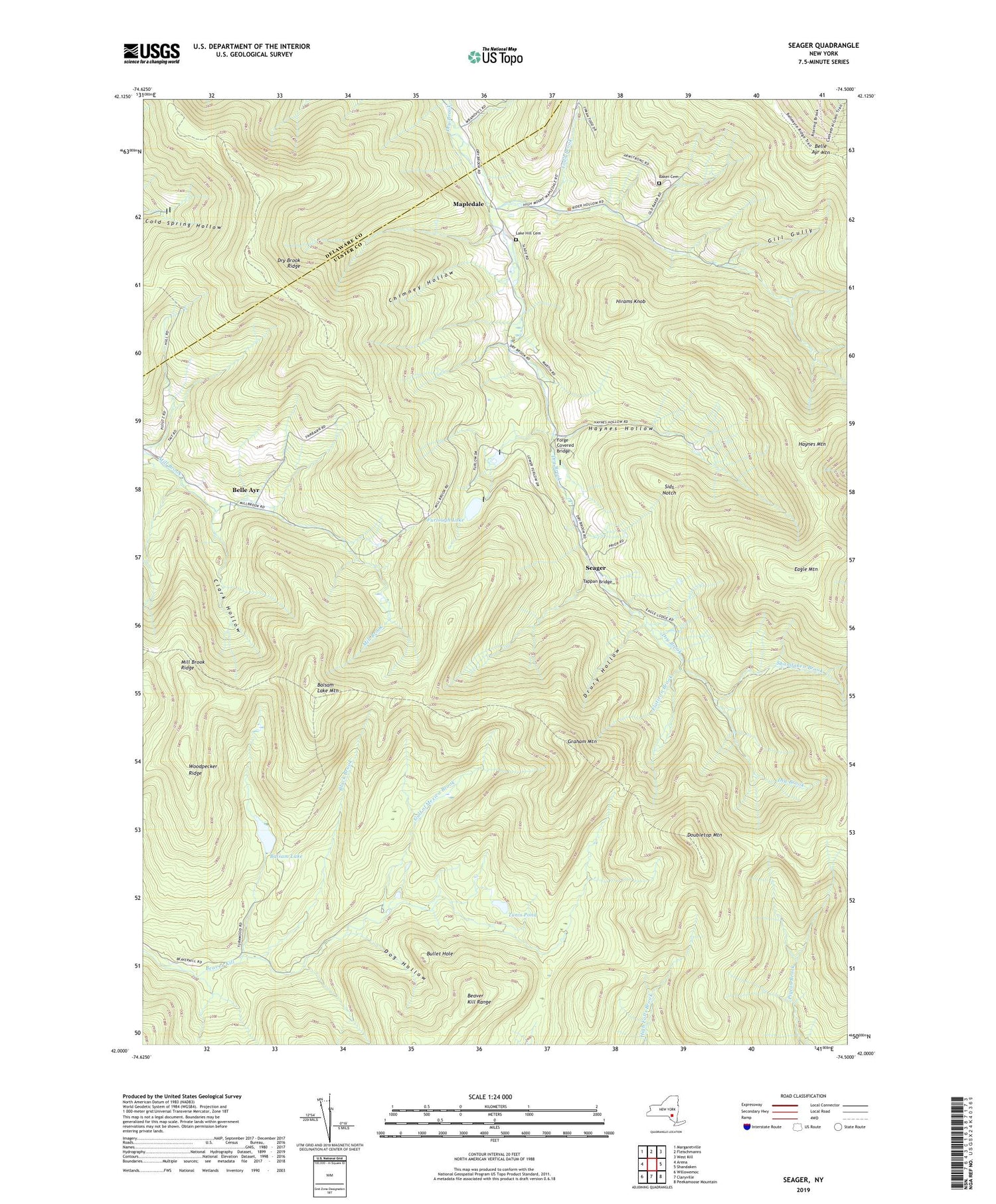 Seager New York US Topo Map Image