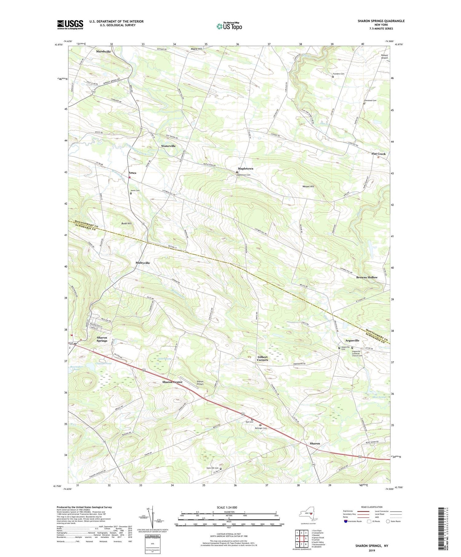 Sharon Springs New York US Topo Map Image