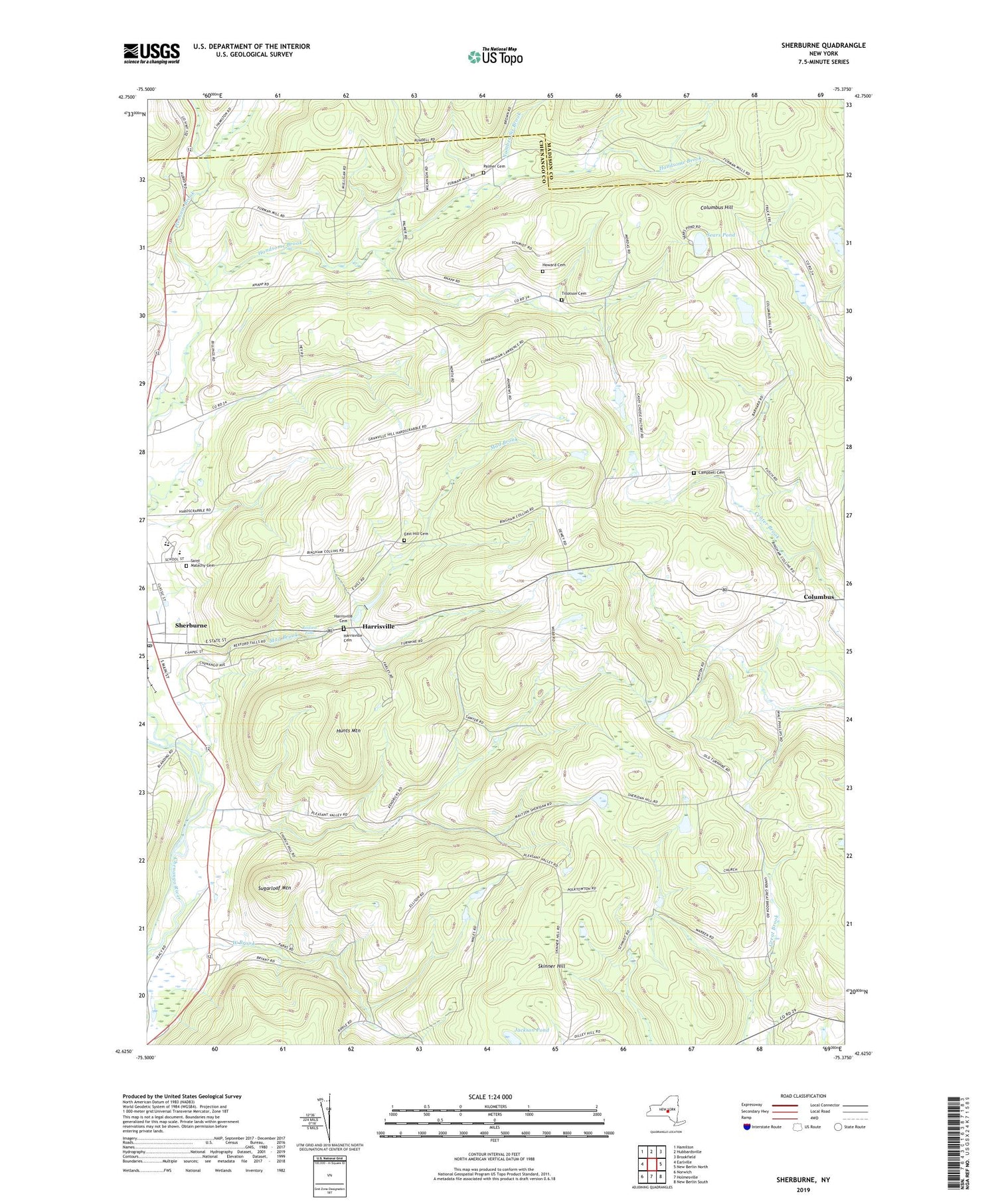 Sherburne New York US Topo Map Image