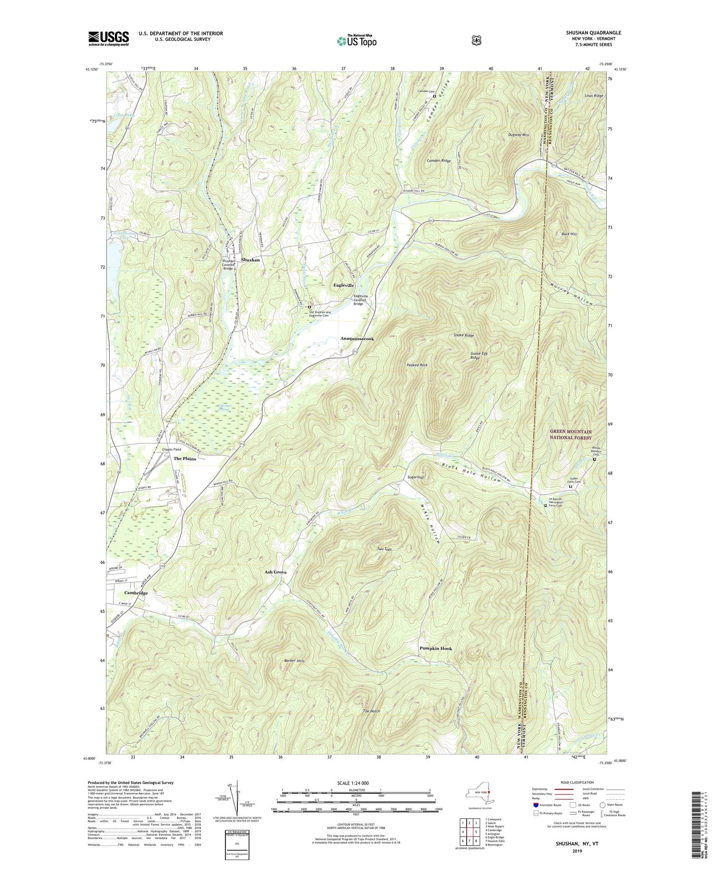 Shushan New York US Topo Map Image