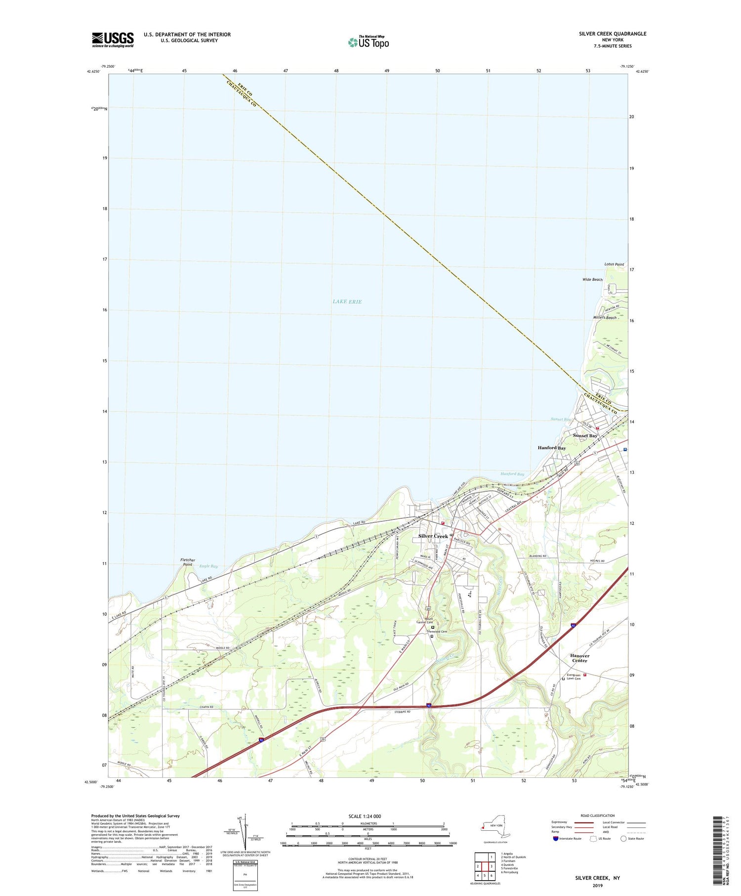 Silver Creek New York US Topo Map Image