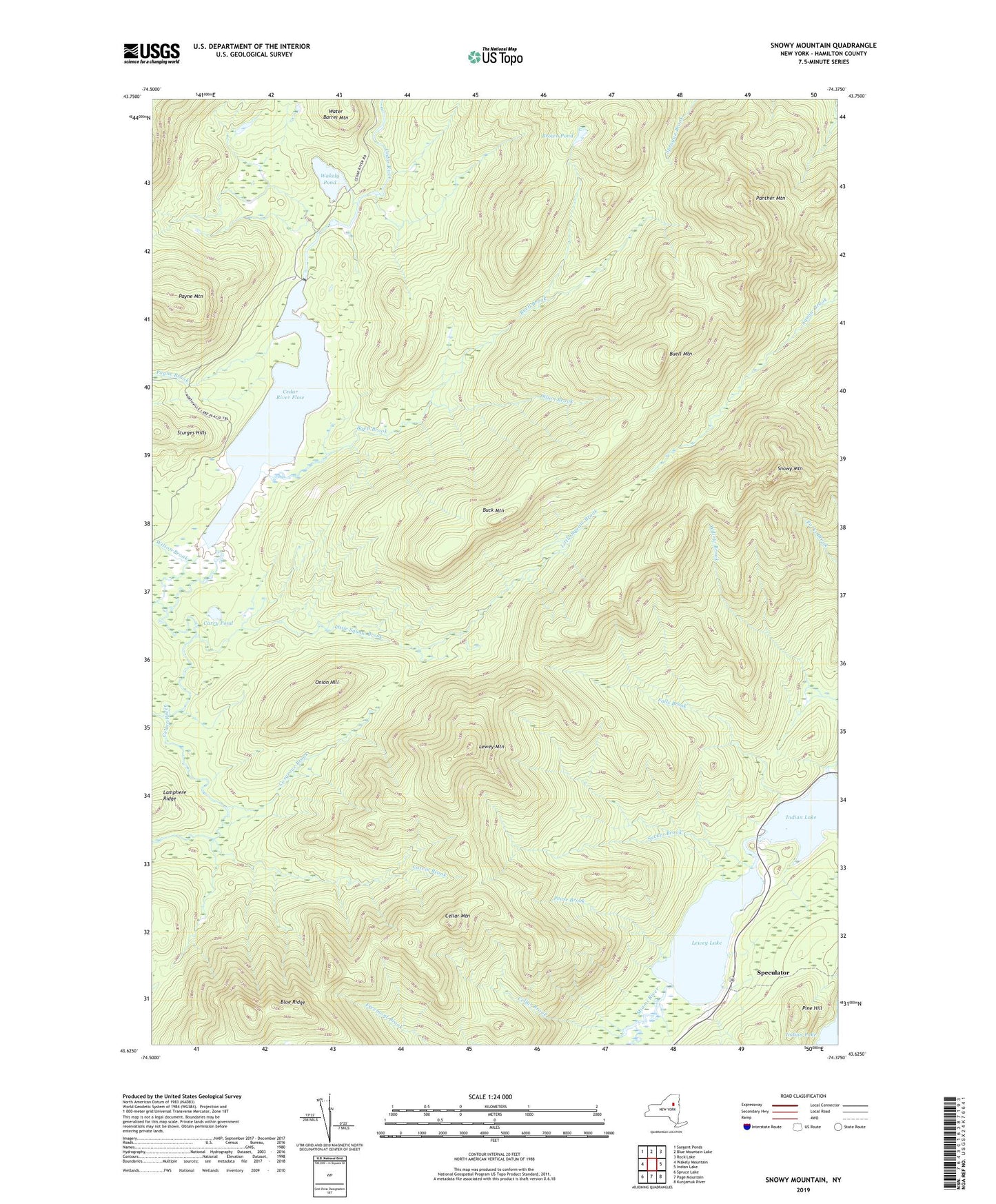 Snowy Mountain New York US Topo Map Image