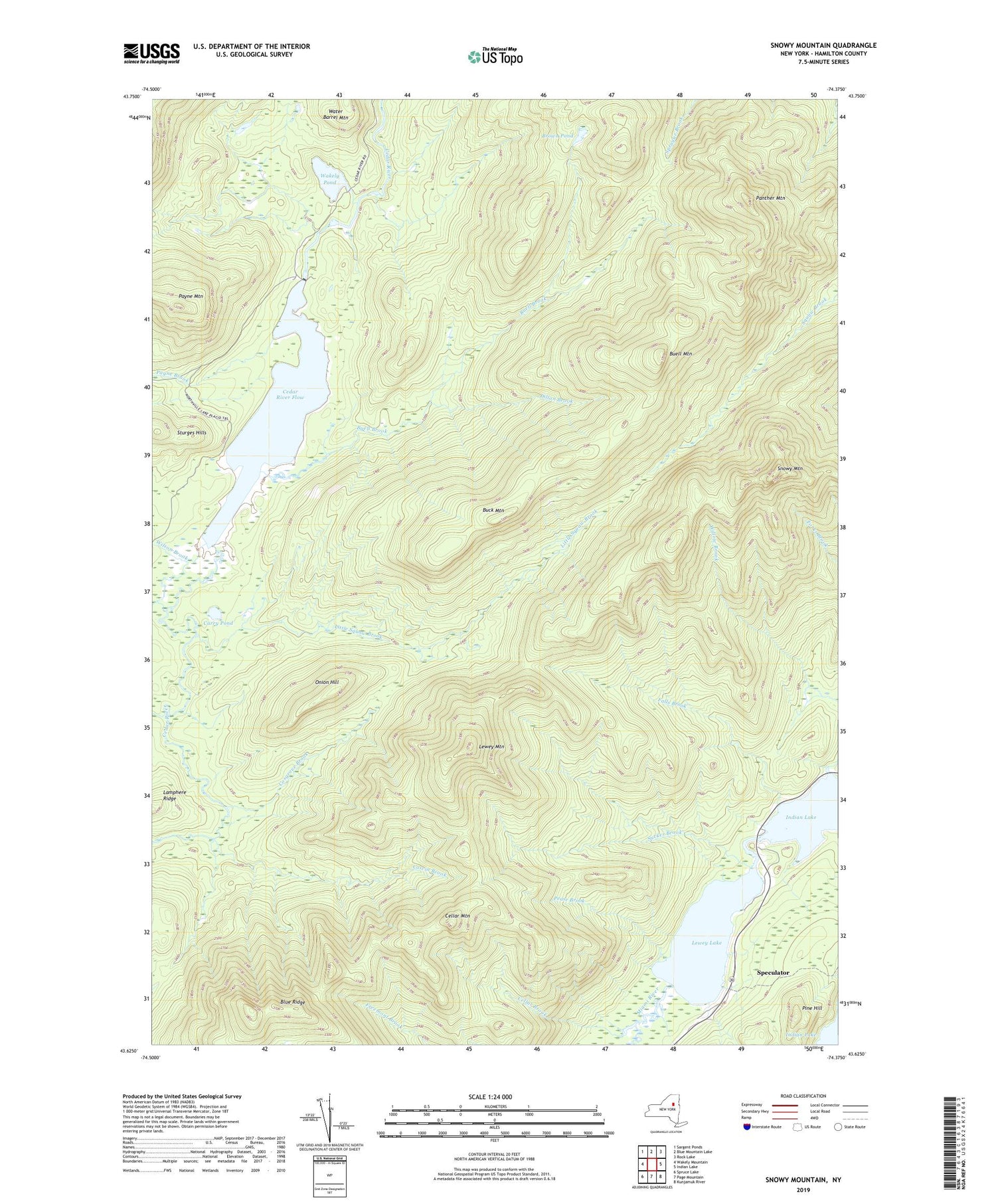 Snowy Mountain New York US Topo Map Image