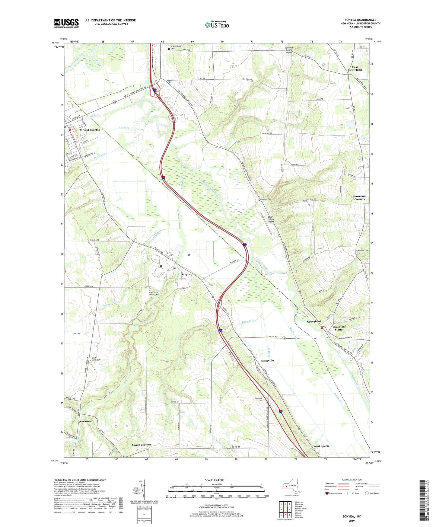 Sonyea New York US Topo Map Image
