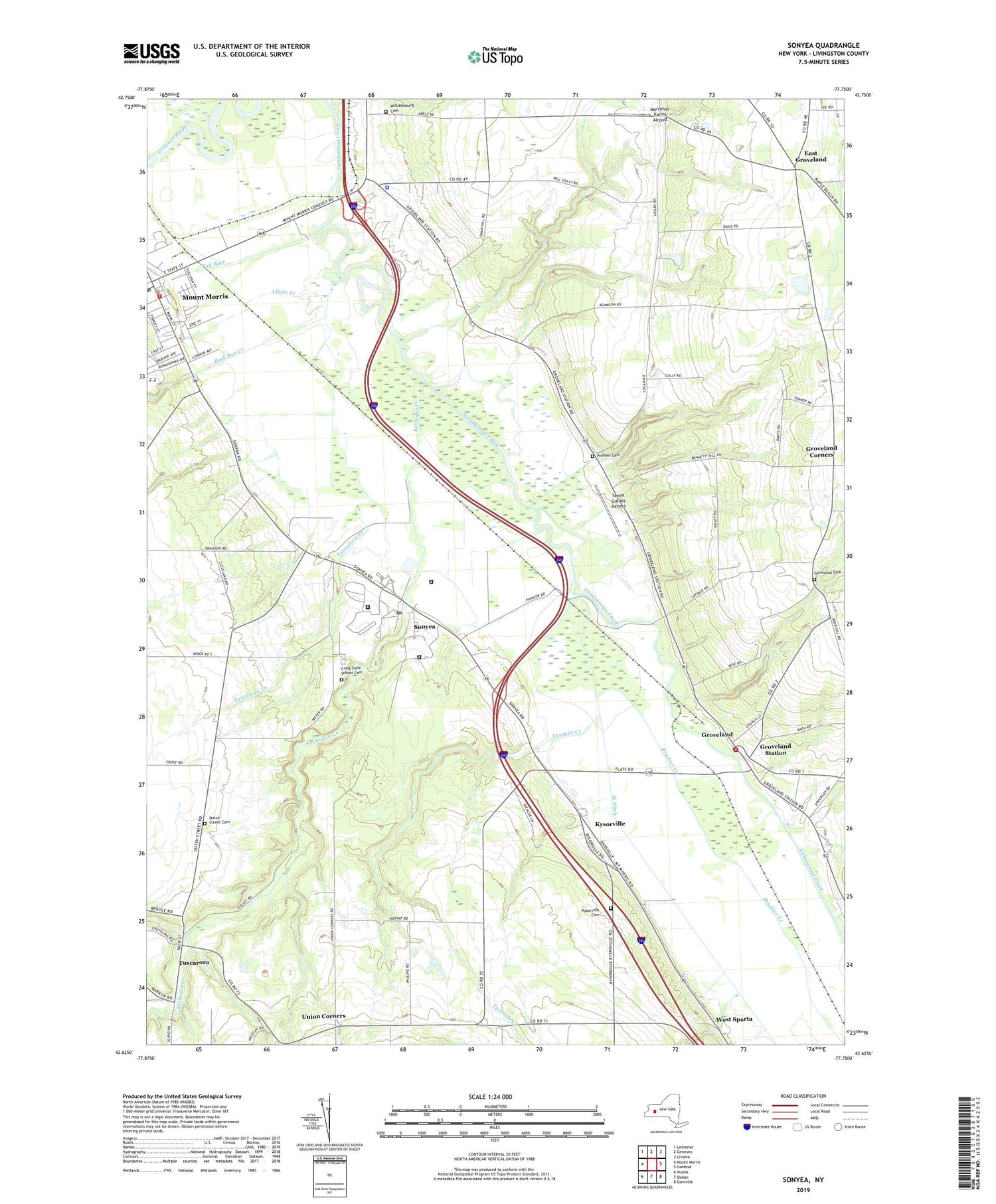 Sonyea New York US Topo Map Image