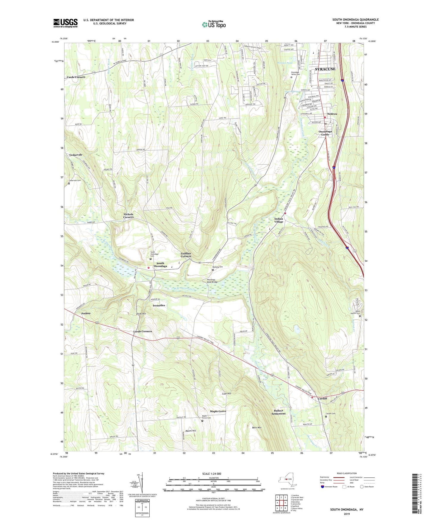 South Onondaga New York US Topo Map Image