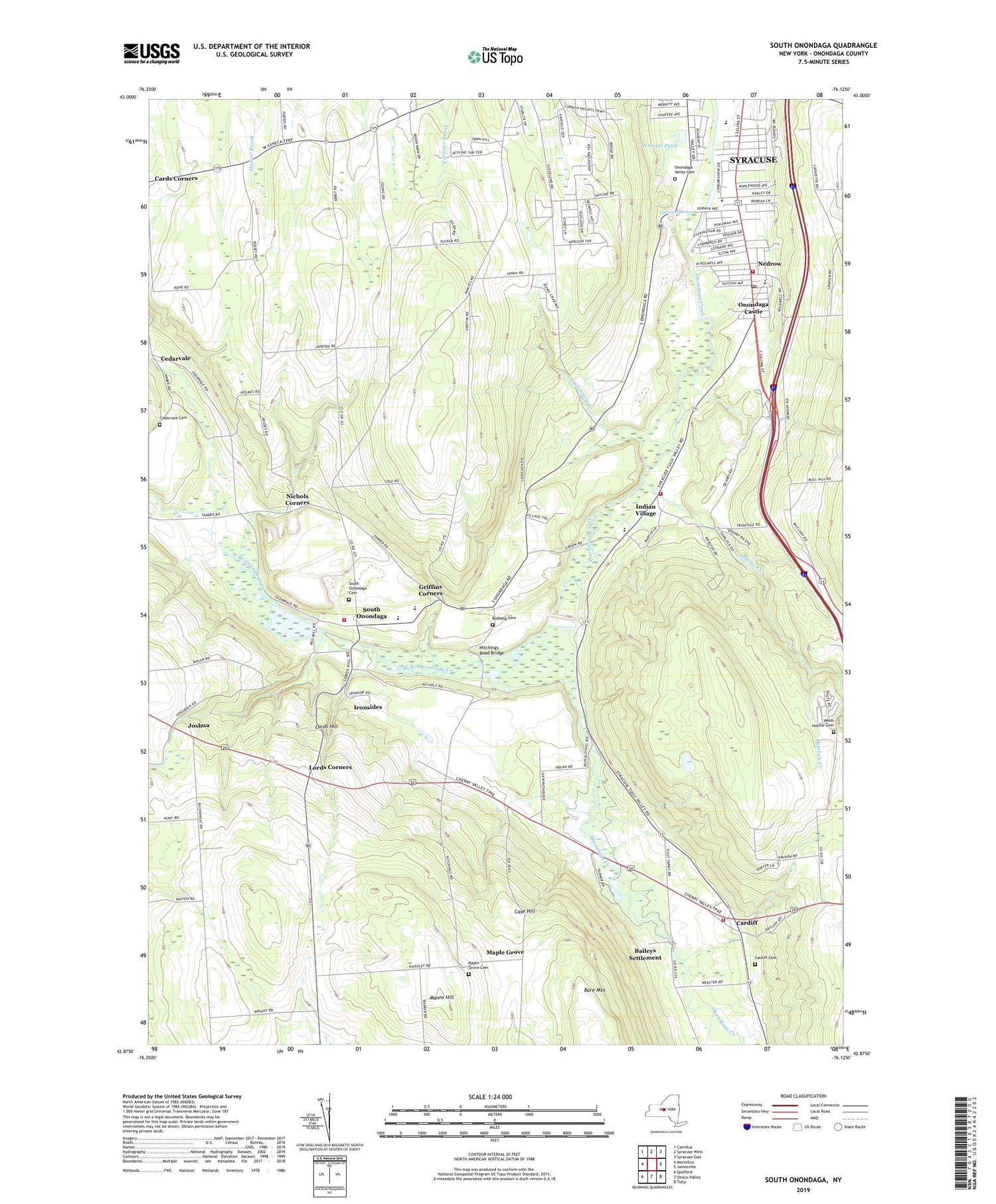 South Onondaga New York US Topo Map Image