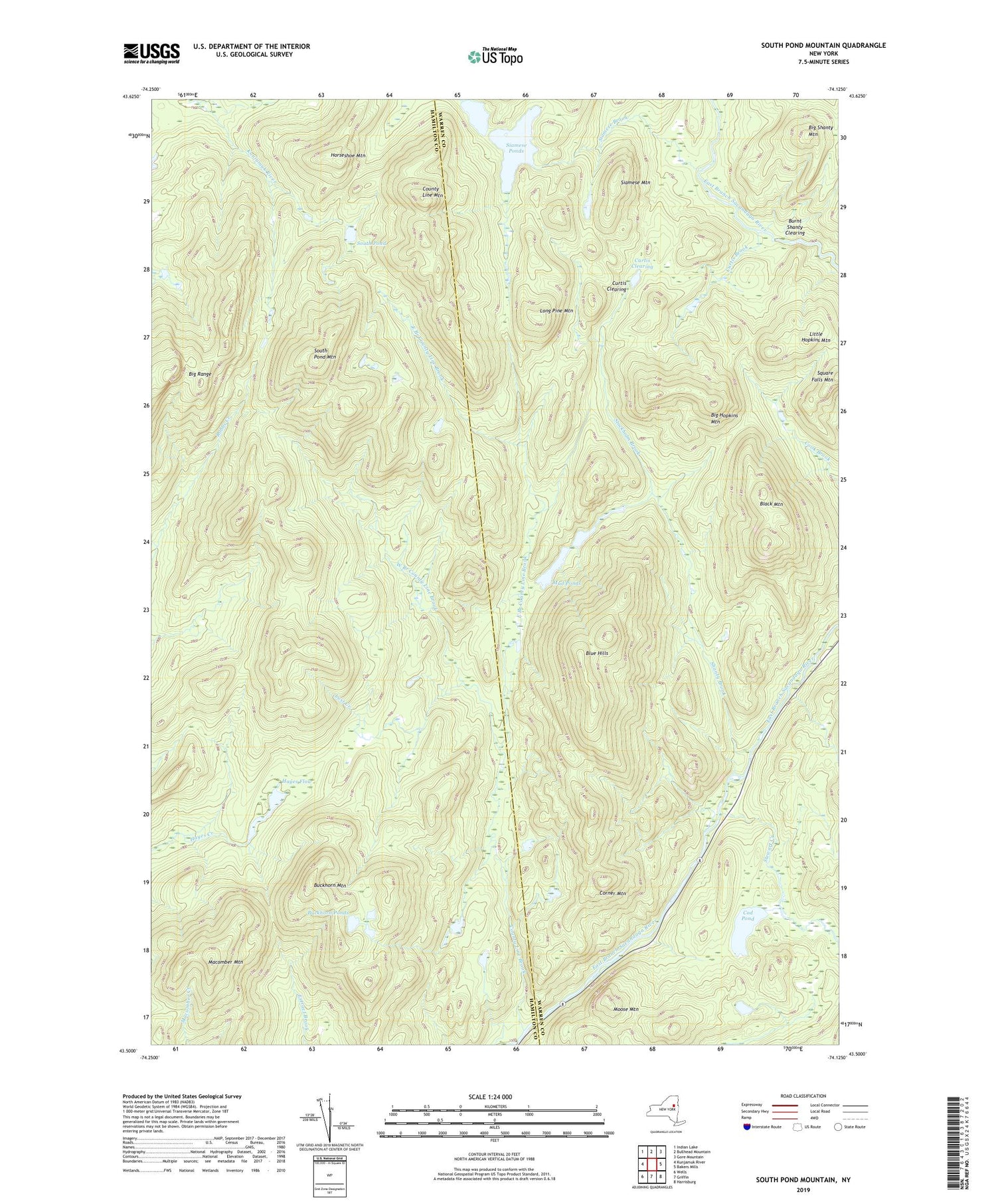 South Pond Mountain New York US Topo Map Image