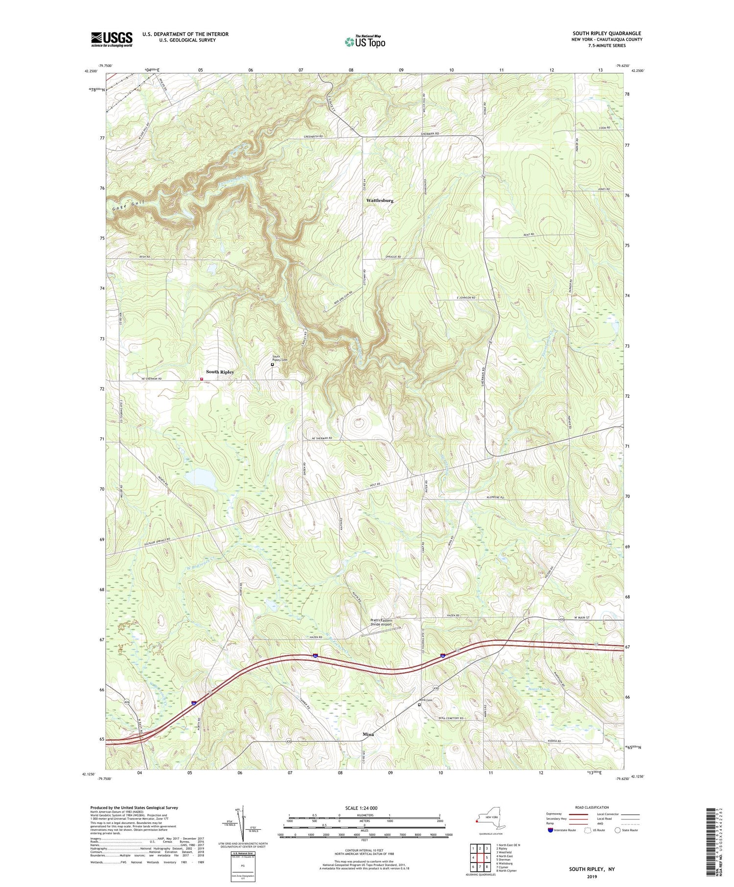 South Ripley New York US Topo Map Image