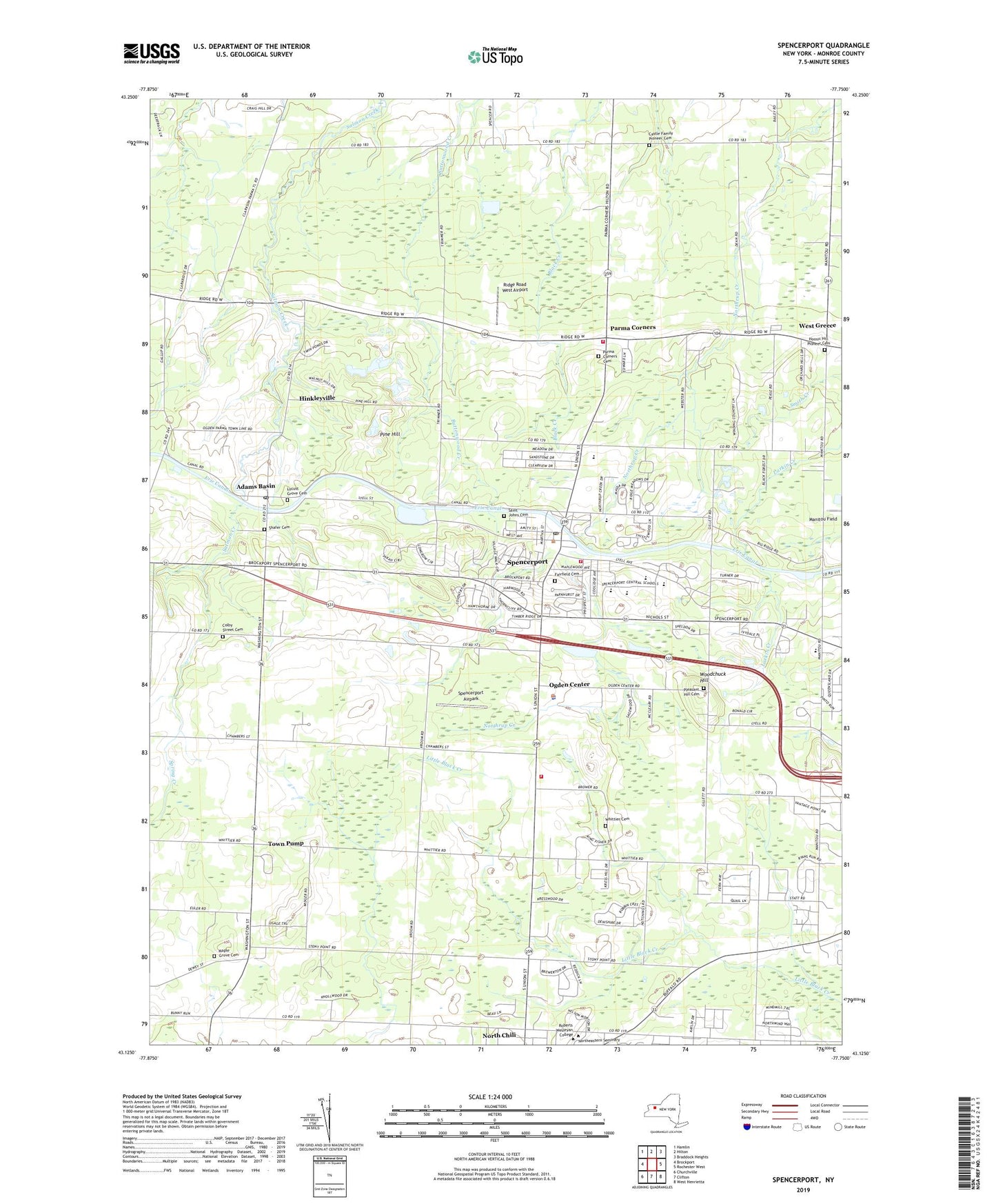 Spencerport New York US Topo Map Image