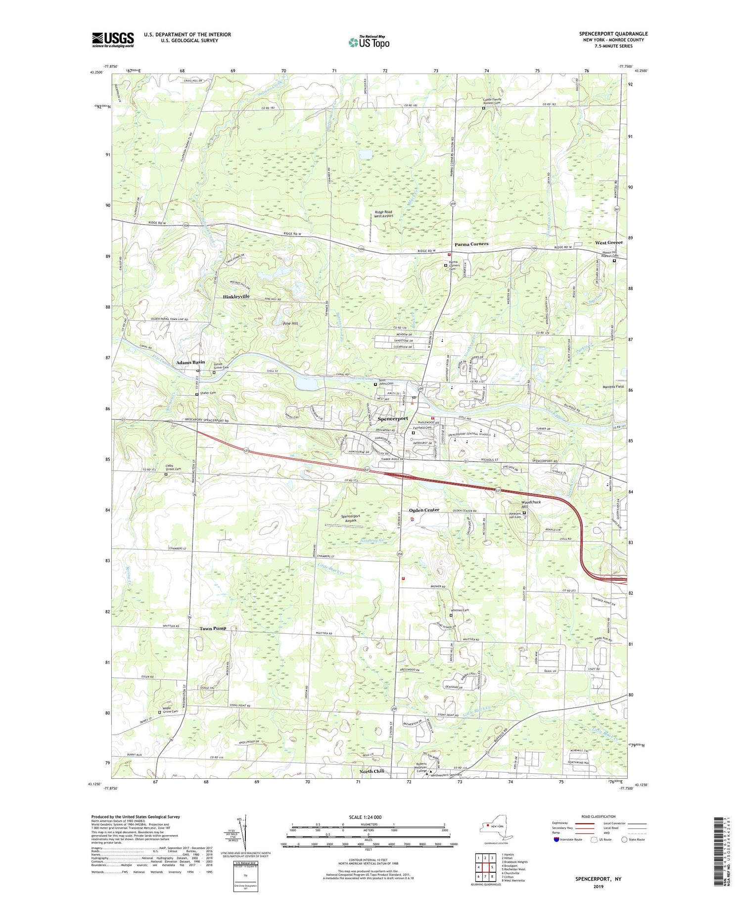 Spencerport New York US Topo Map Image