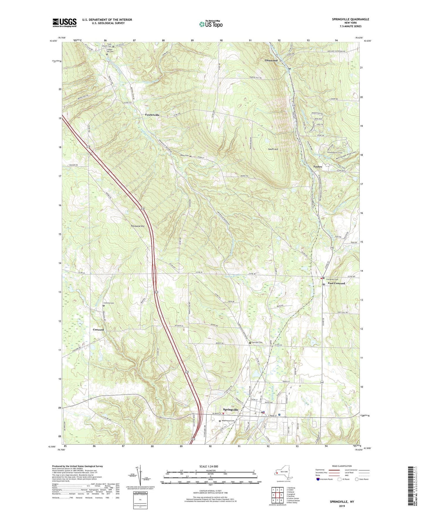 Springville New York US Topo Map Image