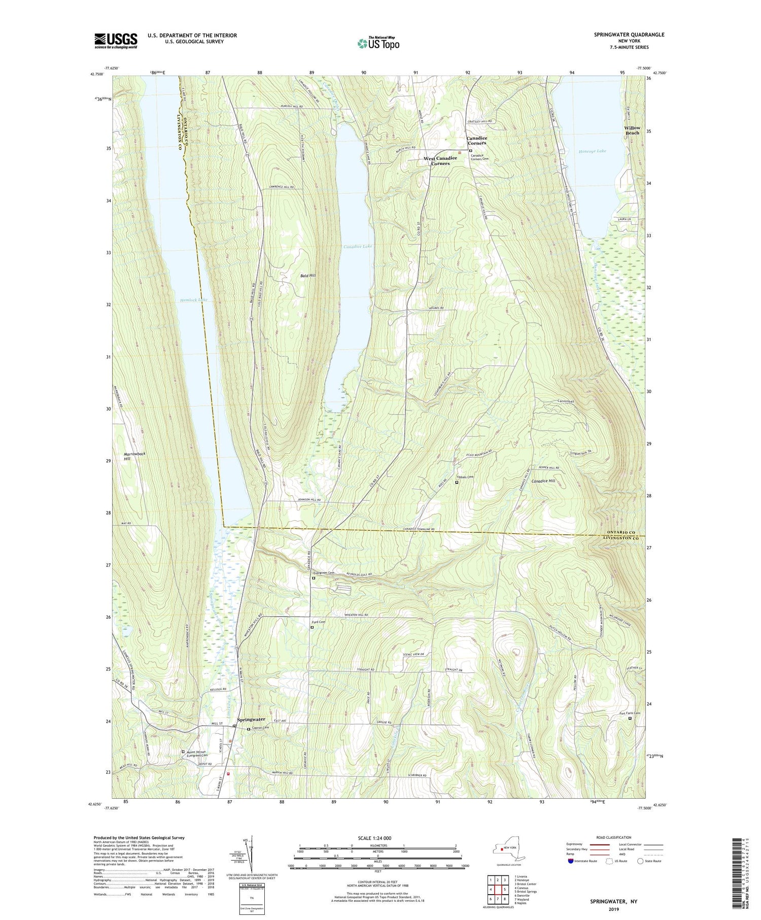 Springwater New York US Topo Map Image