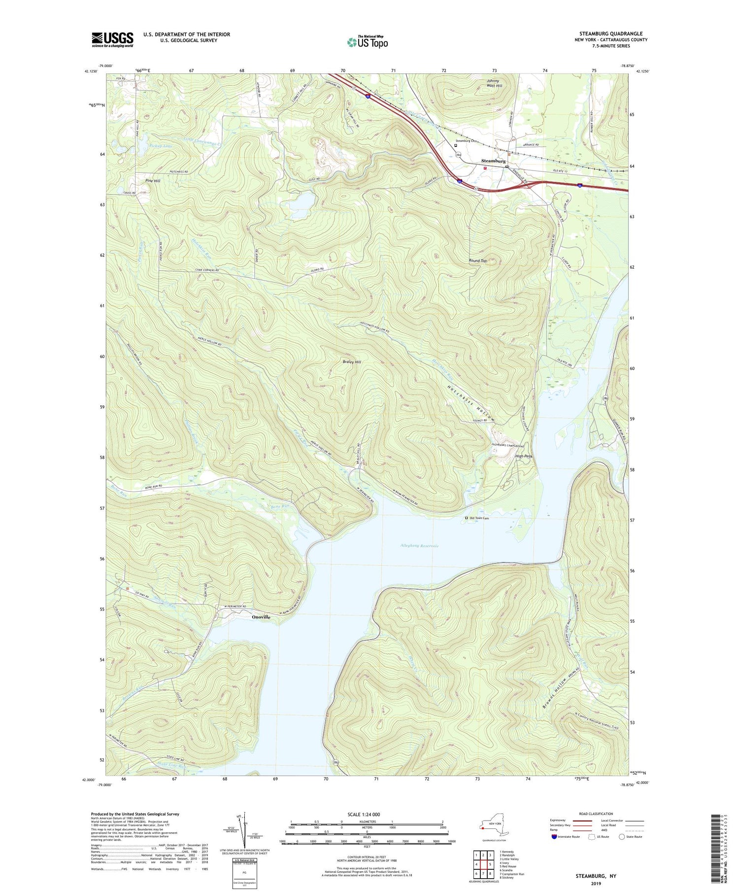 Steamburg New York US Topo Map Image