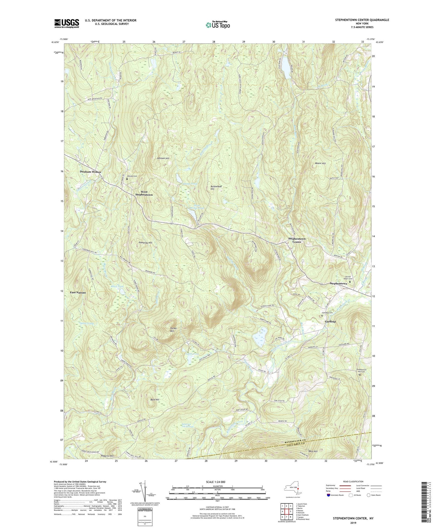 Stephentown Center New York US Topo Map Image