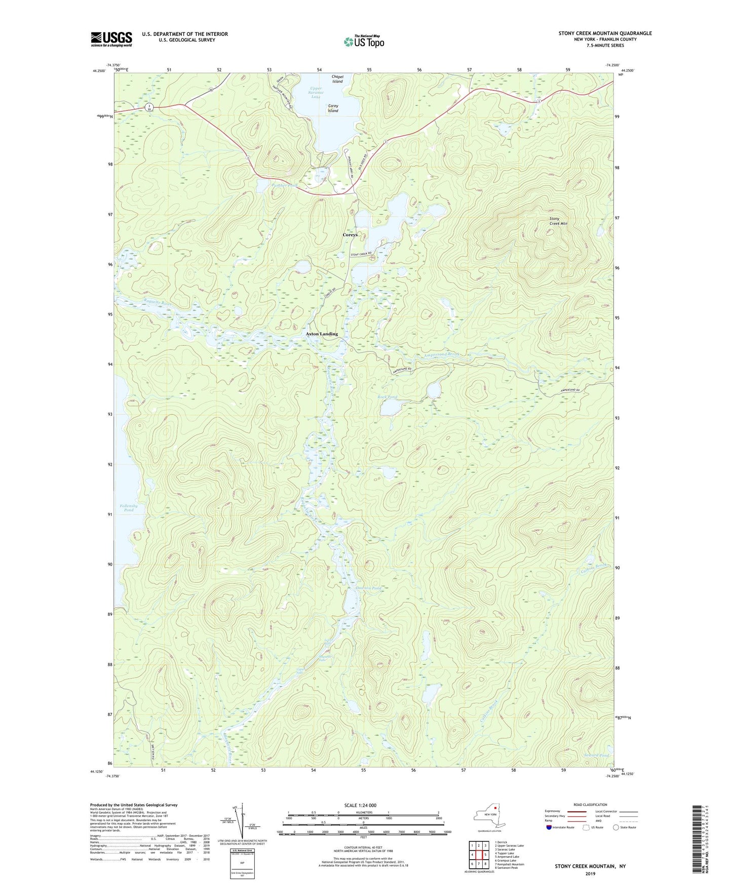 Stony Creek Mountain New York US Topo Map Image