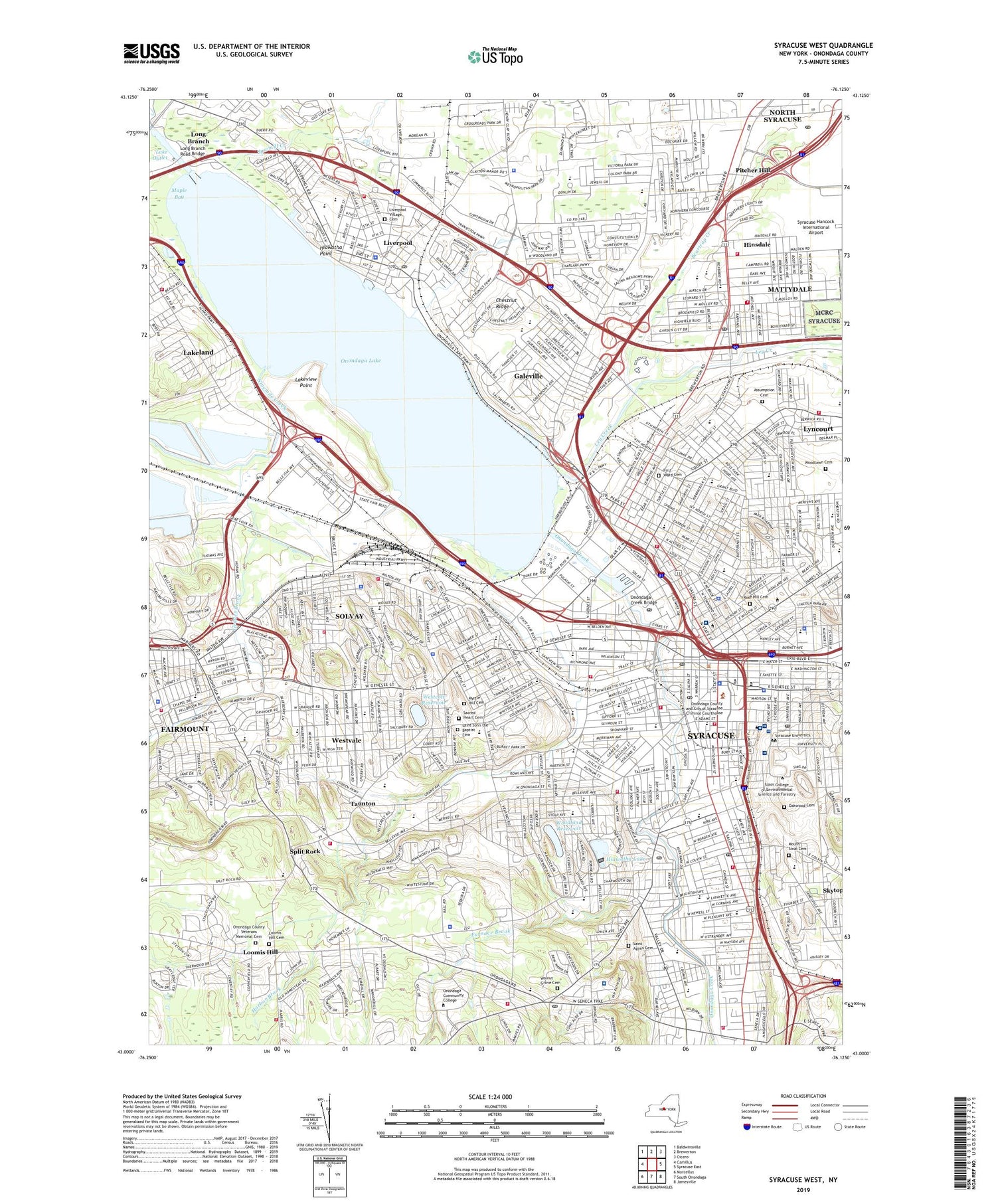 Syracuse West New York US Topo Map Image