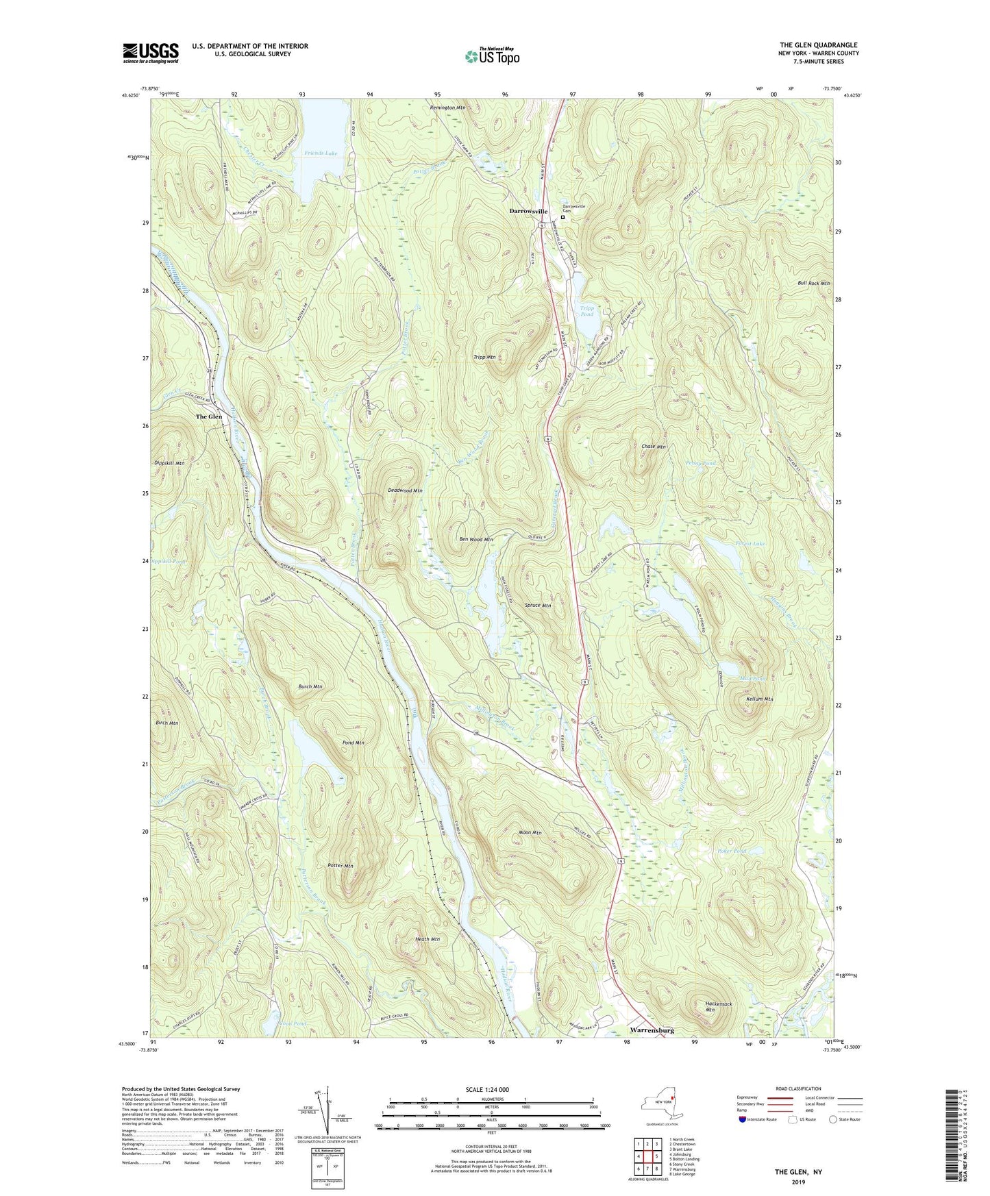 The Glen New York US Topo Map Image
