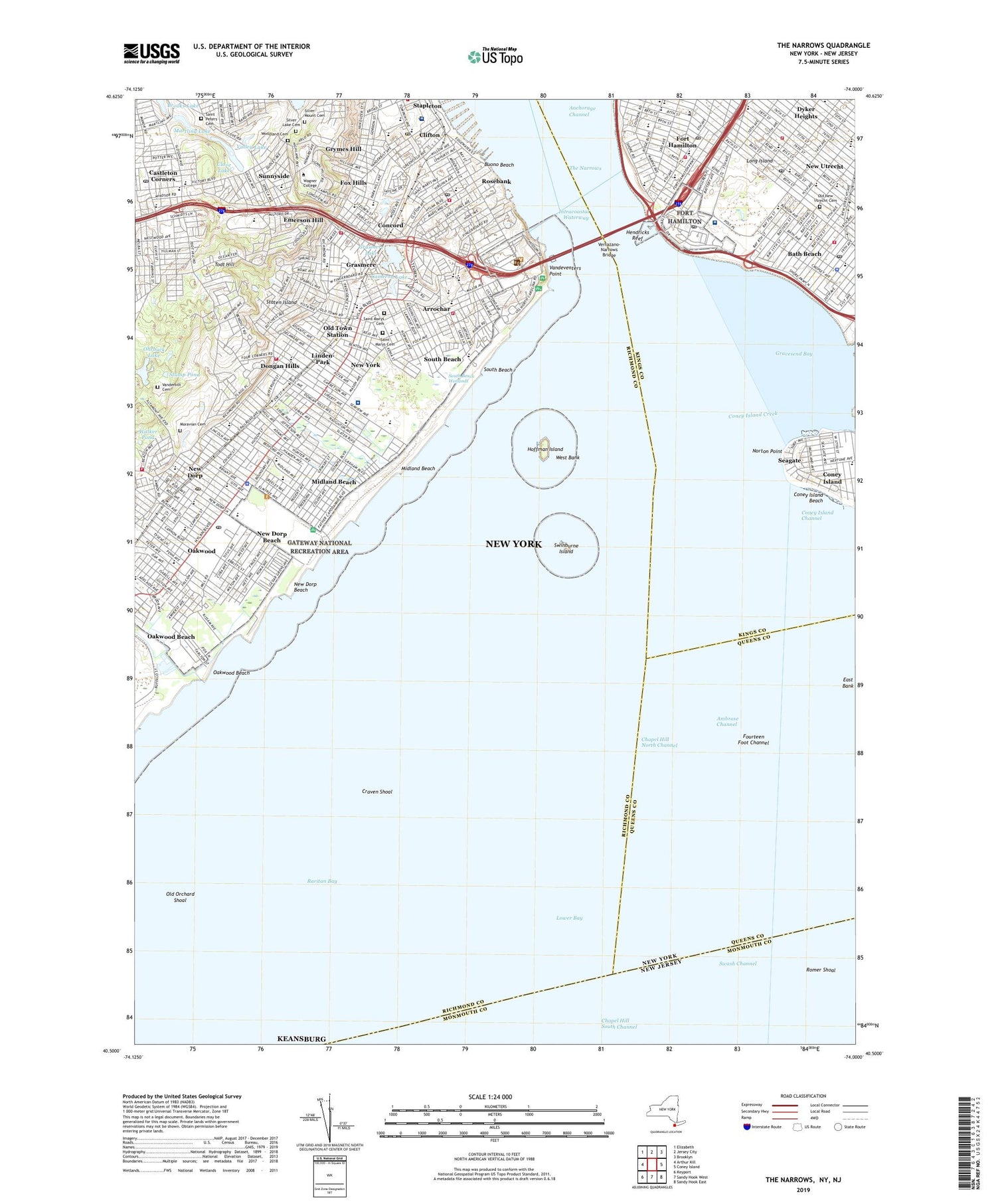The Narrows New York US Topo Map Image