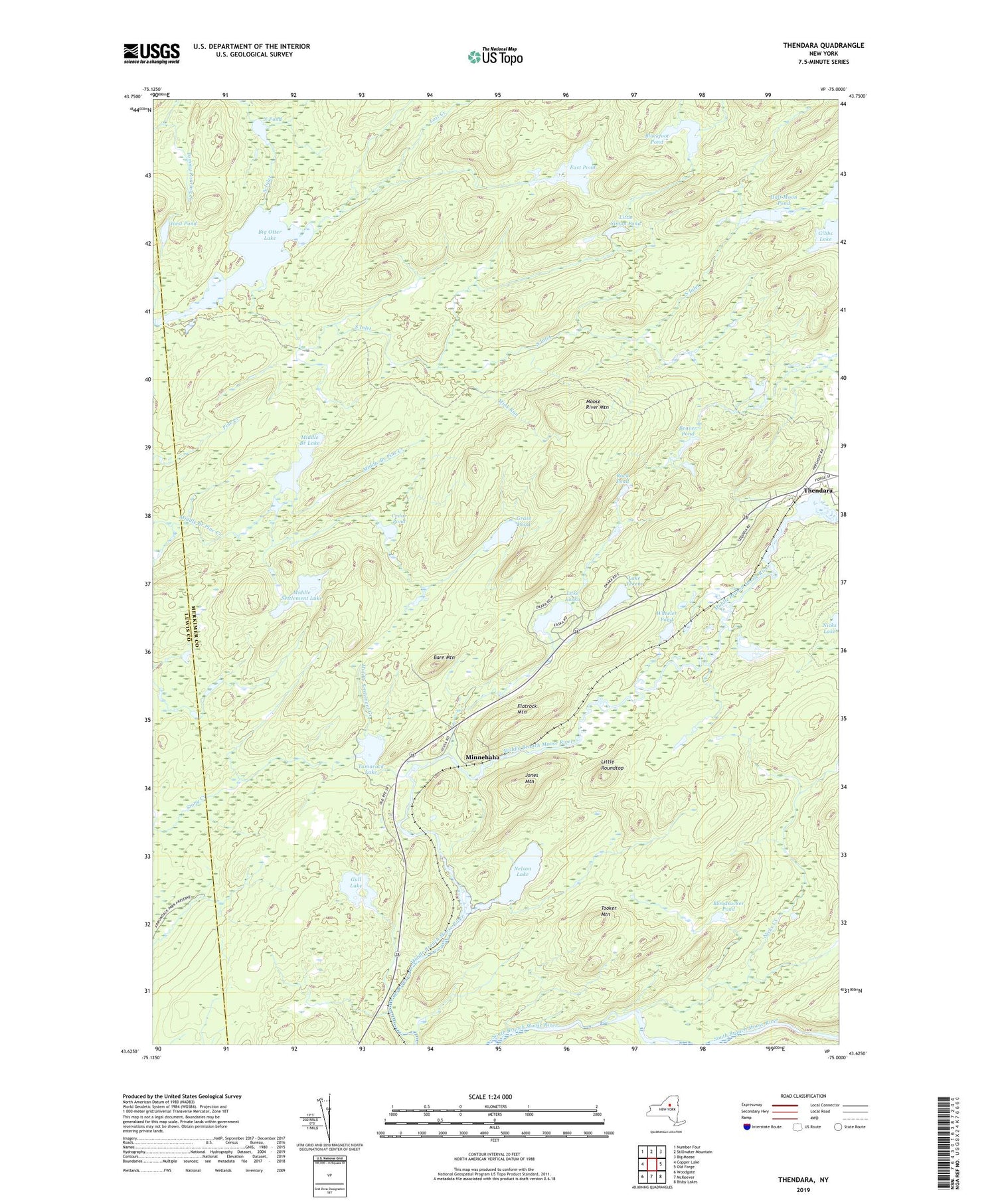 Thendara New York US Topo Map Image