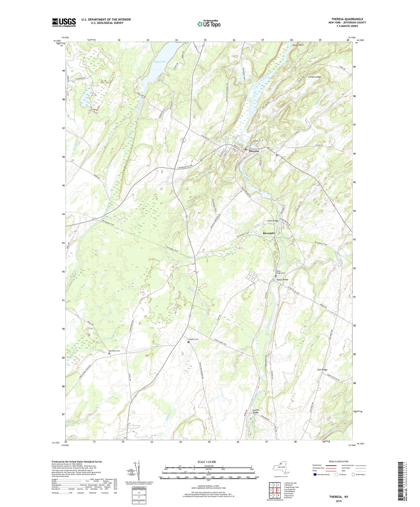 Theresa New York US Topo Map Image